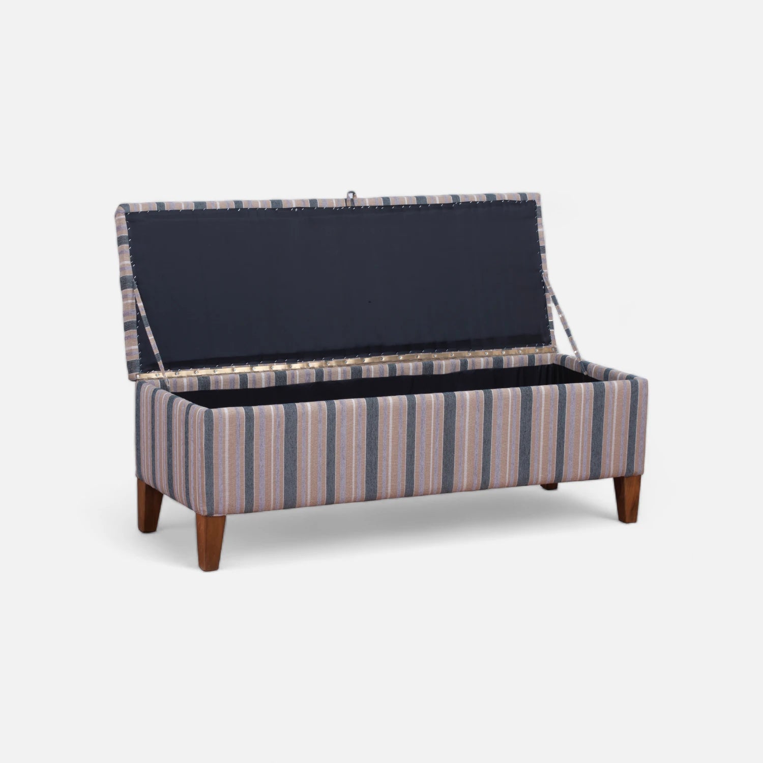 Banqueta Baúl 120x50 cms - Tela Chenille Listado Gris