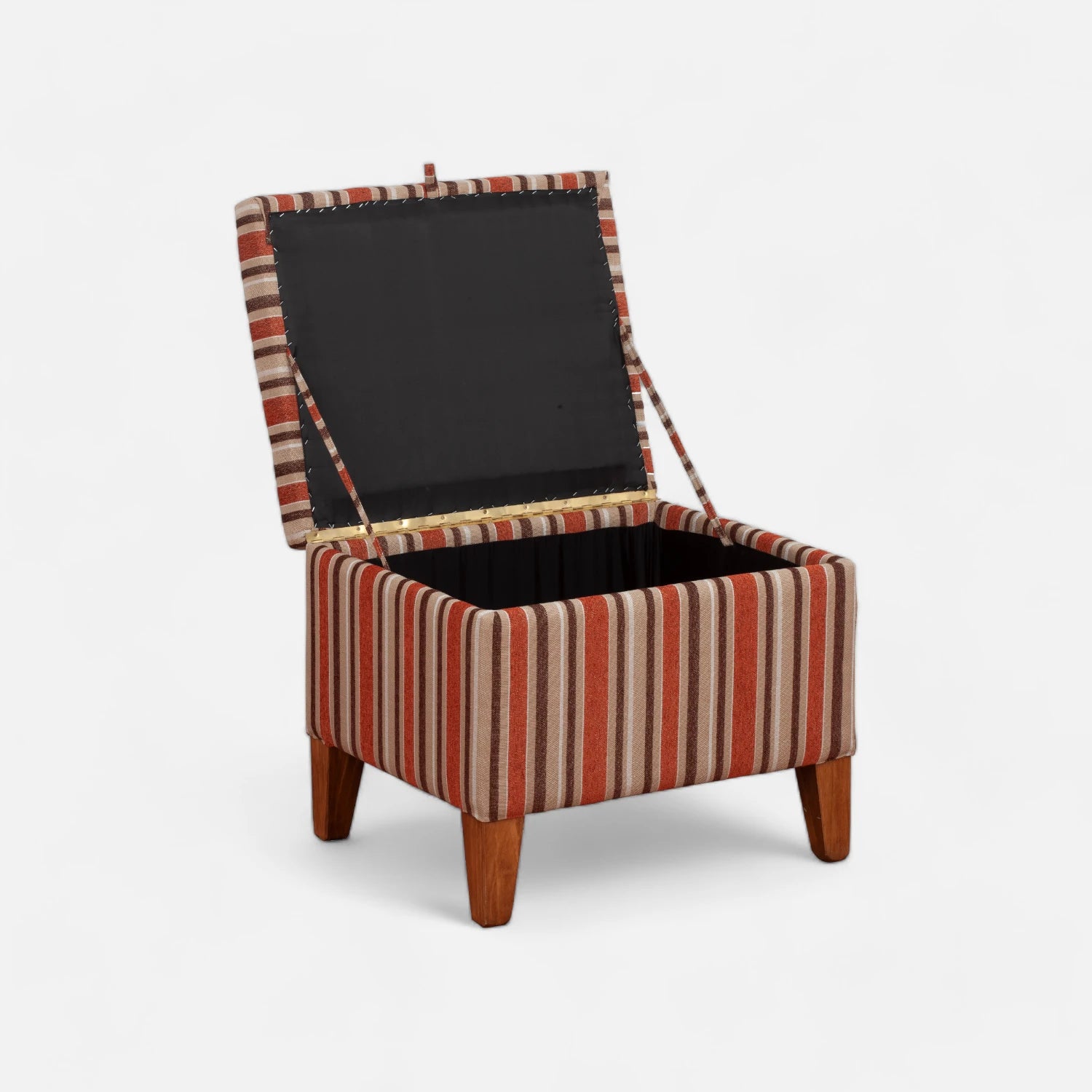 Banqueta Baúl 60x50 cm - Tela Chenille Listado Terracota