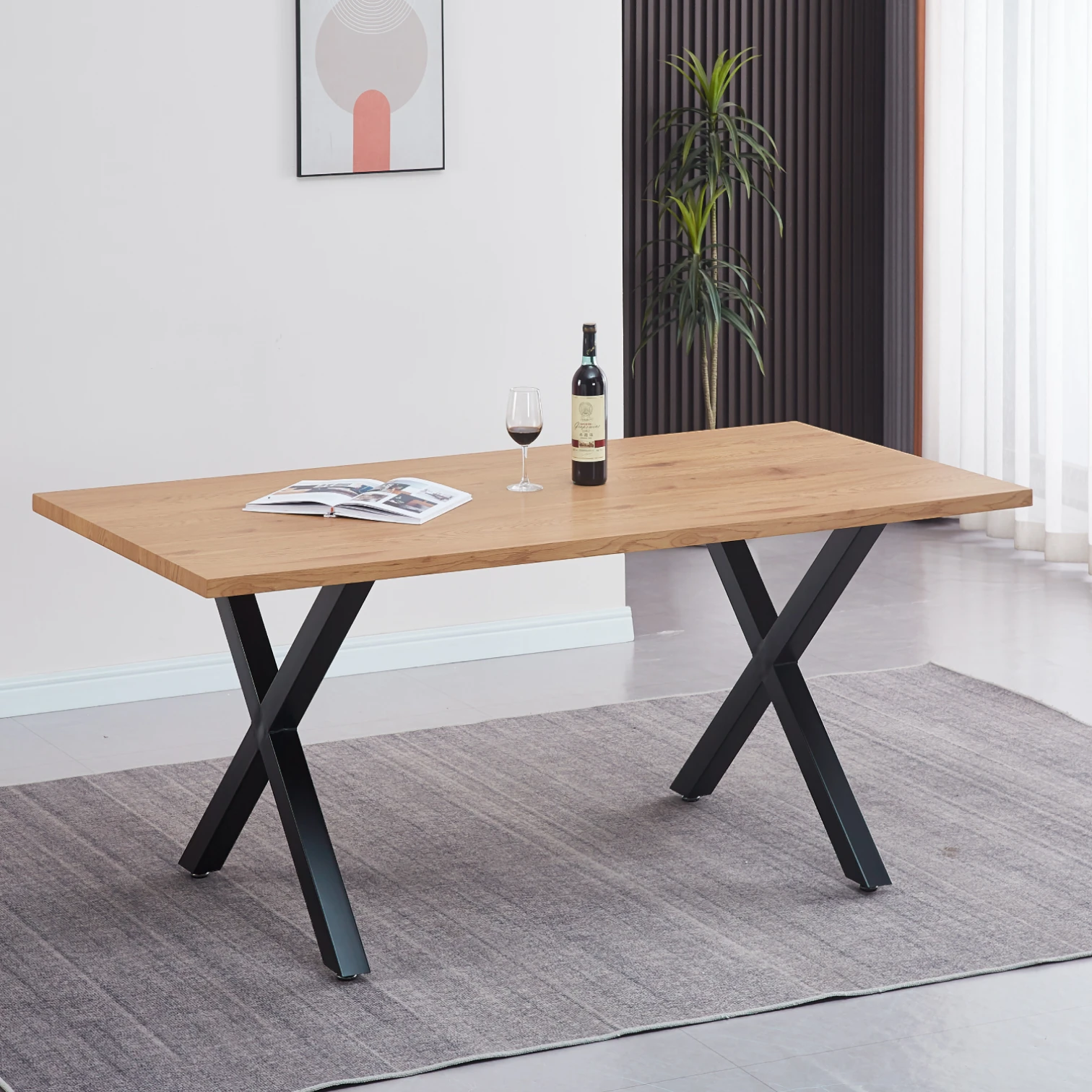 Mesa Industrial Madera y Metal Cross 180x90 cm