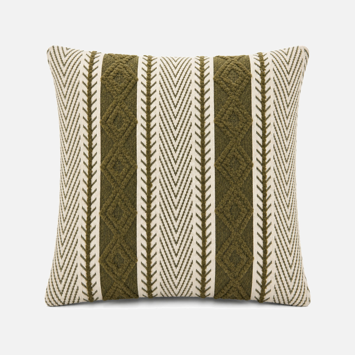Cojín Decorativo Tribal Verde Musgo 50x50cm | mueblesamerica.cl