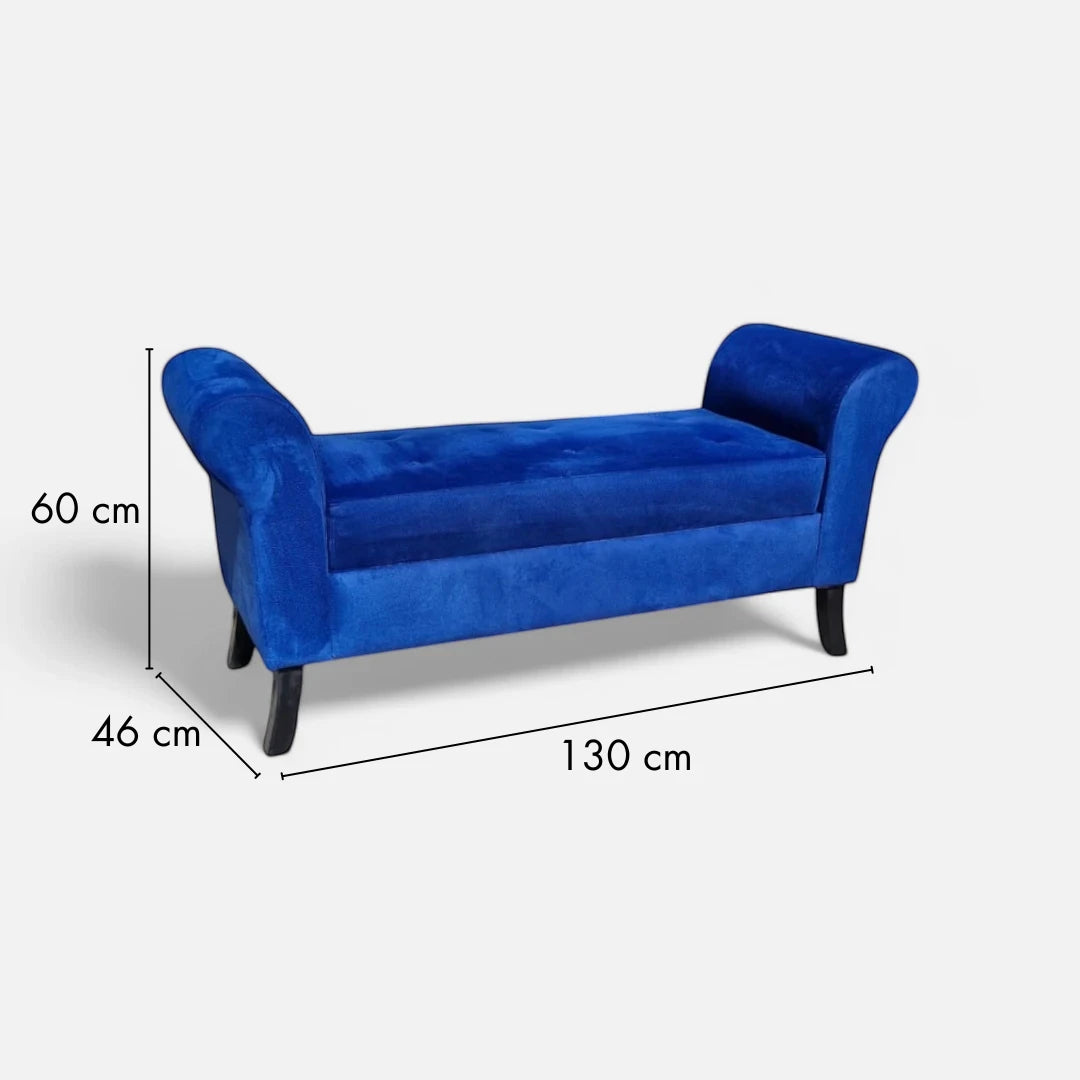 Banqueta Baúl Lua 2 Cuerpo - Tela de Felpa Azul (2da selección)