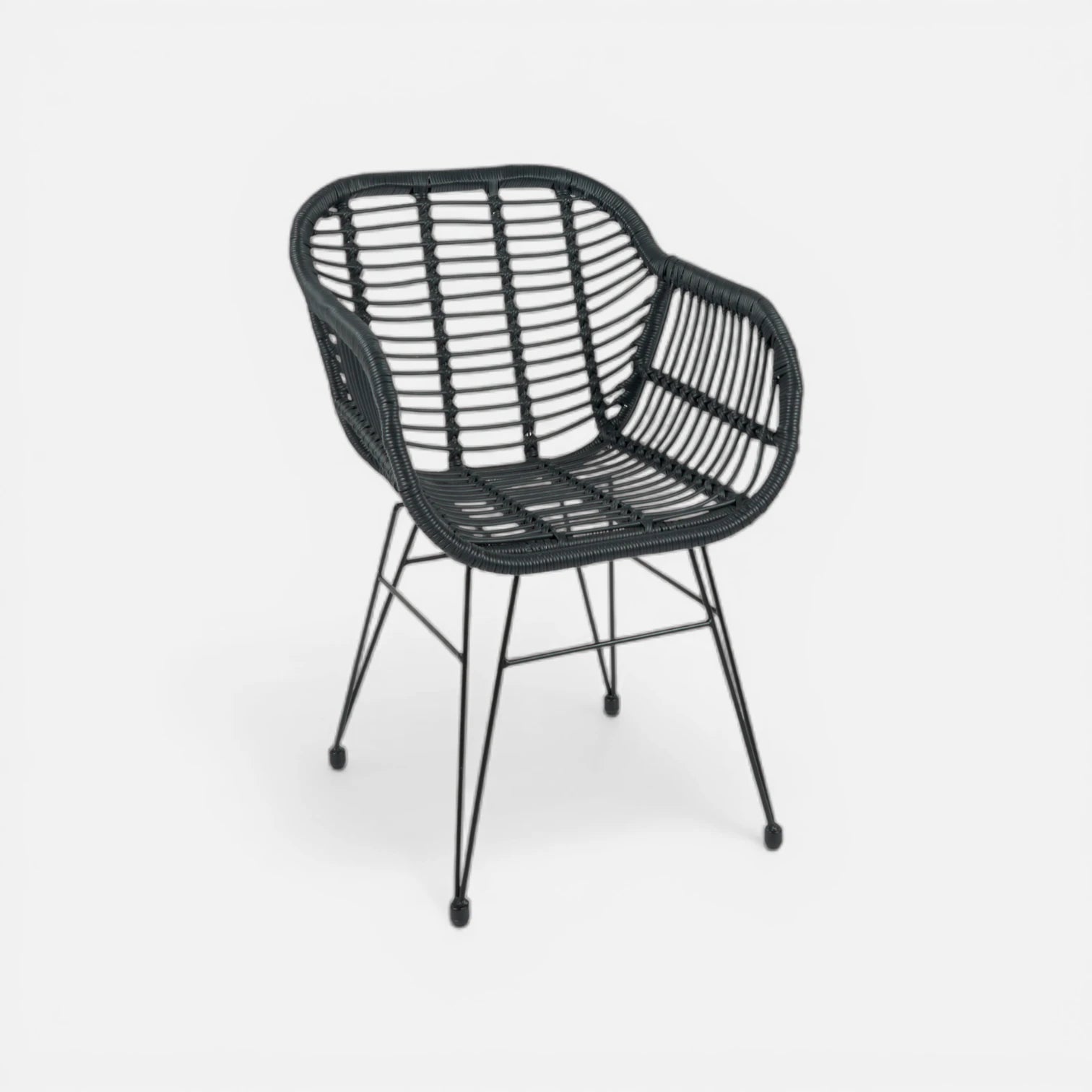 Butaca con Apoyabrazos de Terraza Rattan Grecia Color Negro