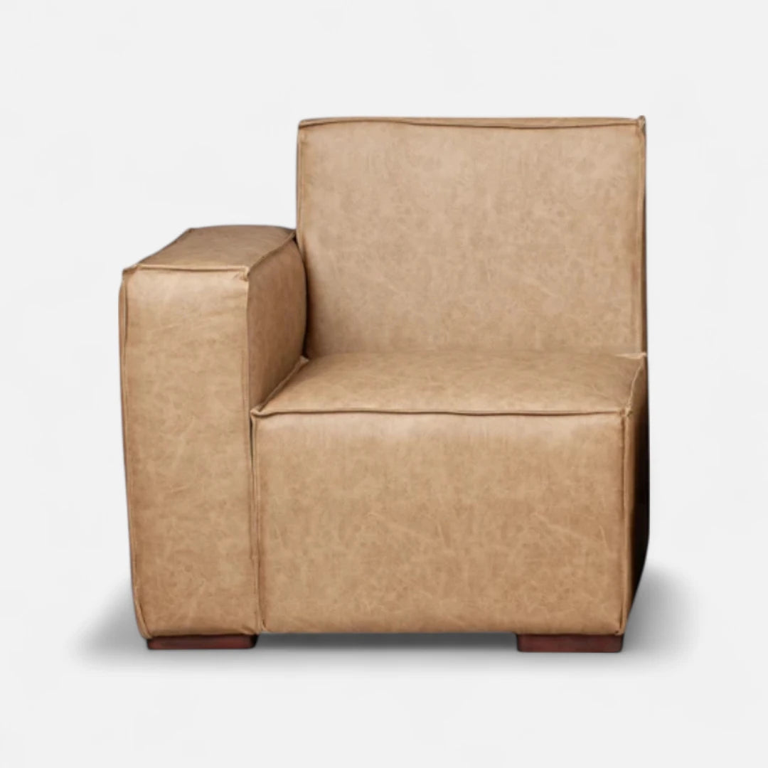 Butaca con Brazo Izquierdo - Cuero Reconstituido Beige