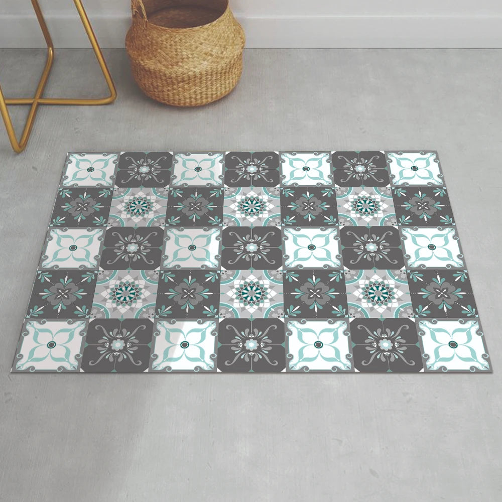 Alfombra Baldosa Clásica Azul
