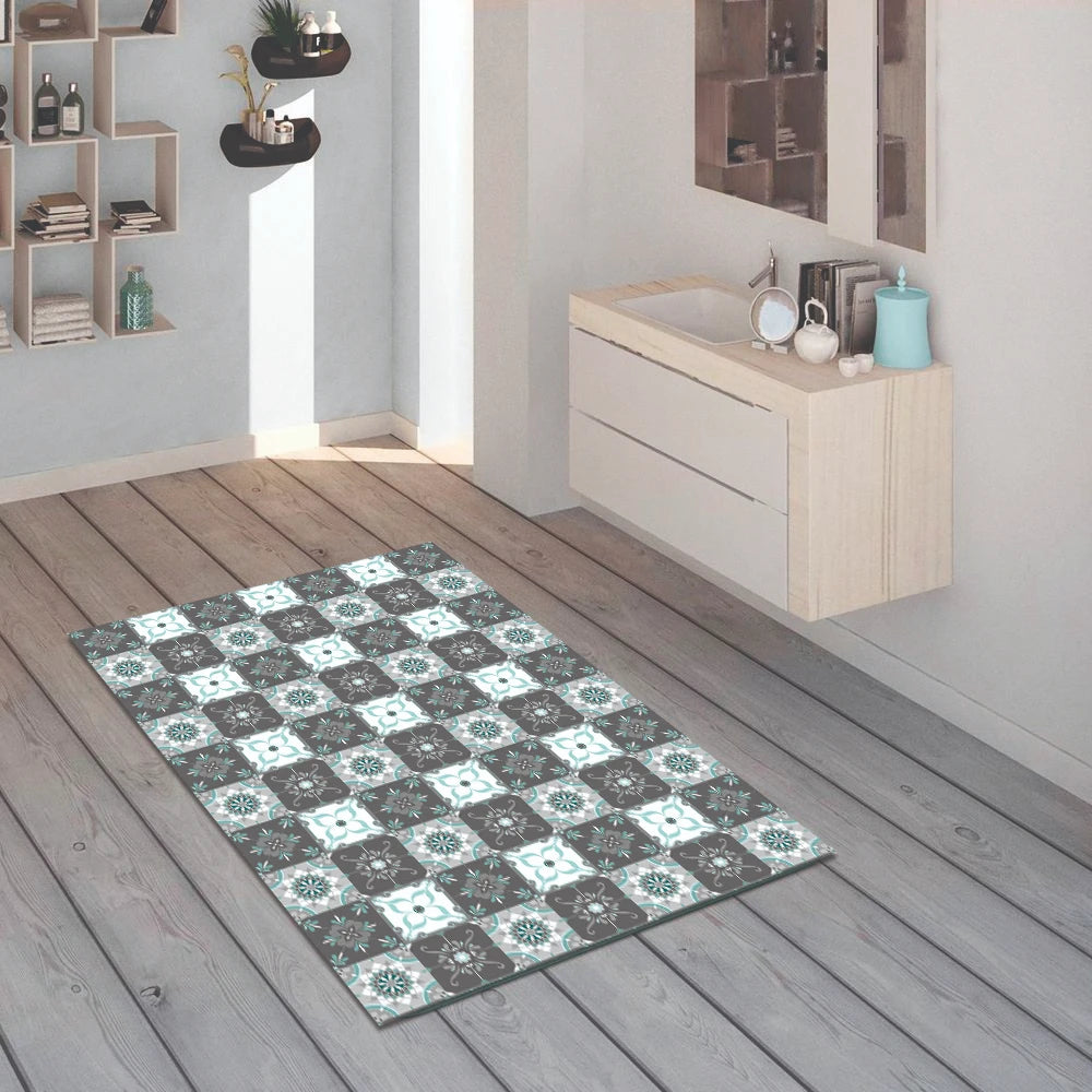 Alfombra Baldosa Clásica Azul