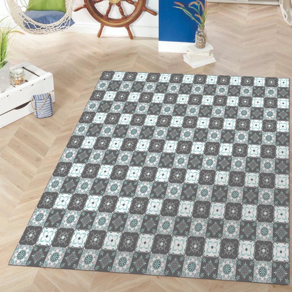 Alfombra Baldosa Clásica Azul