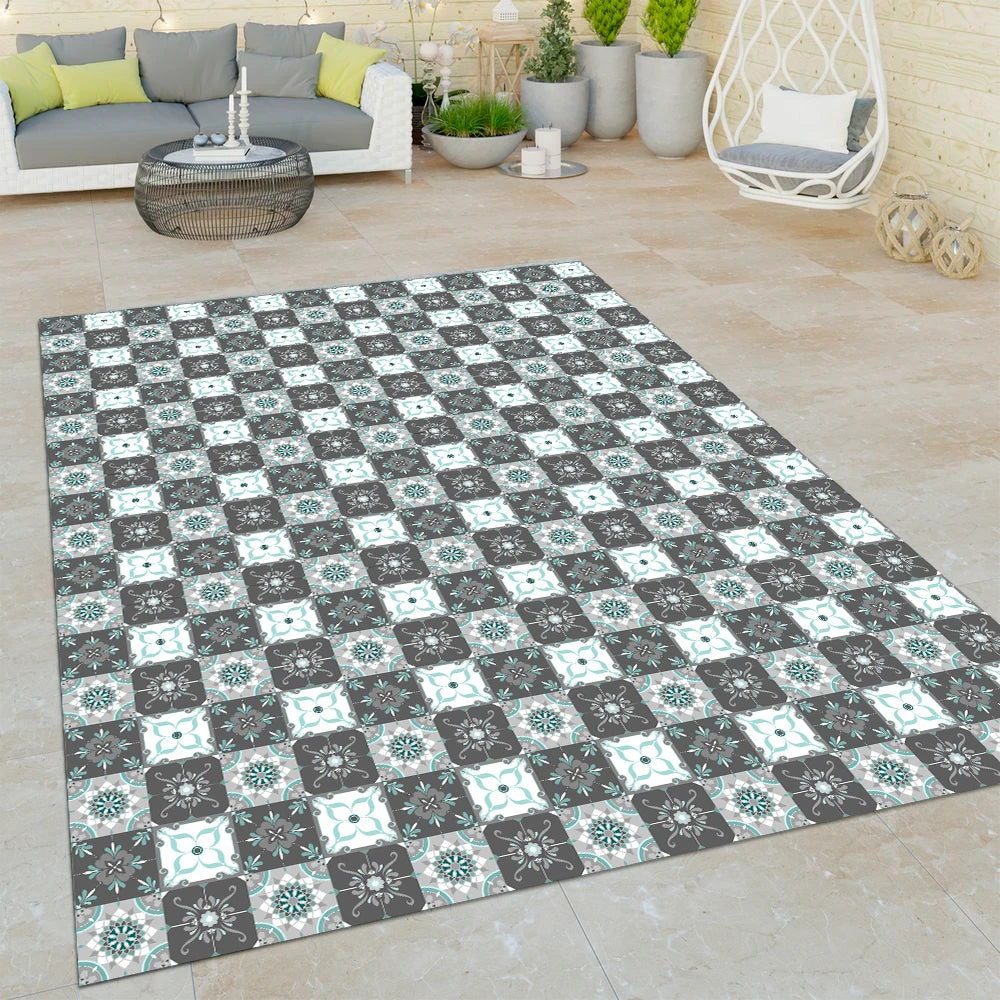 Alfombra Baldosa Clásica Azul