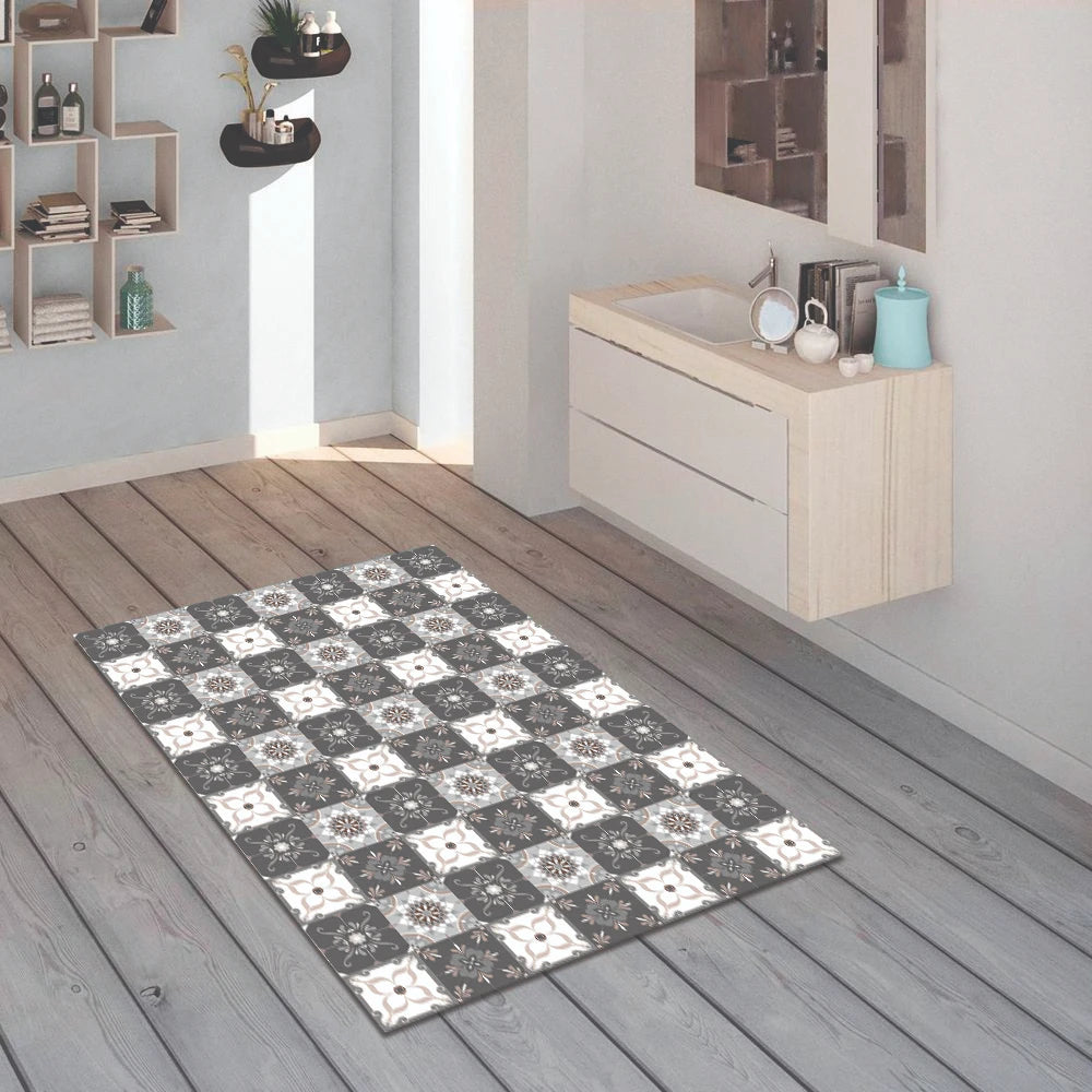 Alfombra Baldosa Clásica Gris