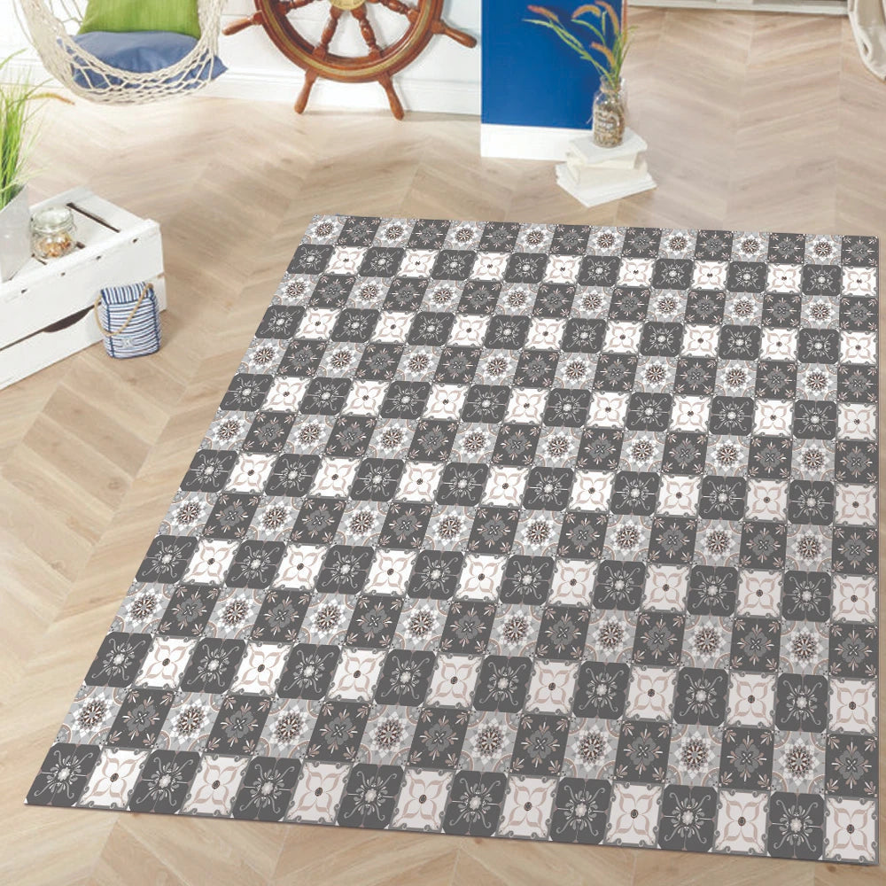 Alfombra Baldosa Clásica Gris