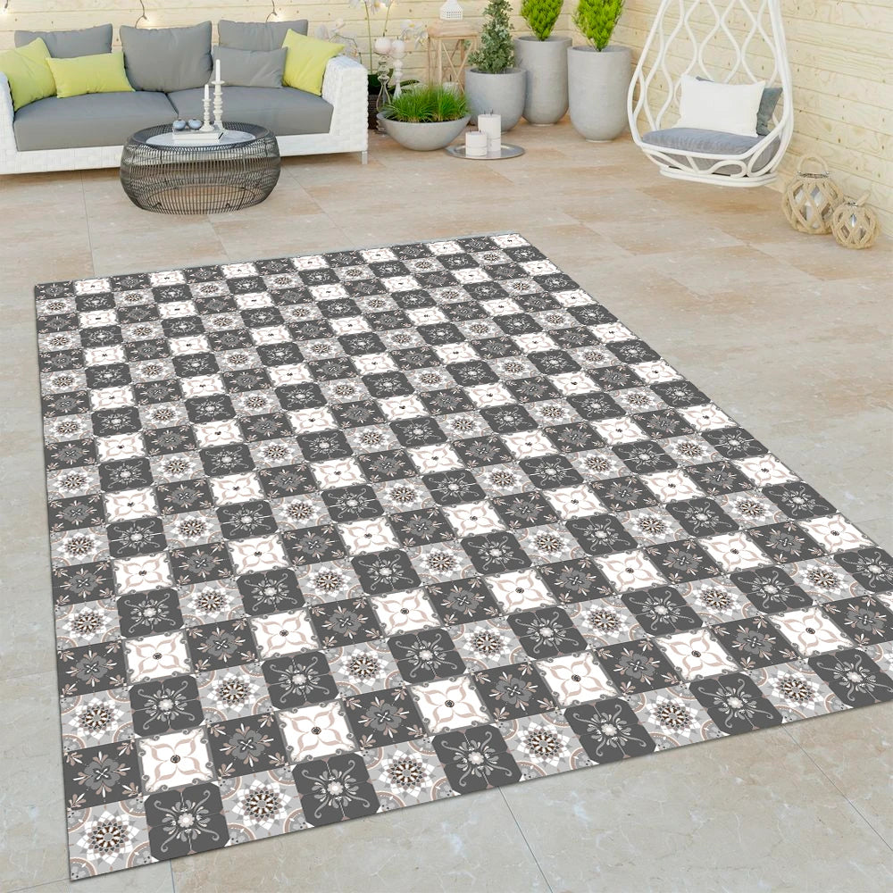 Alfombra Baldosa Clásica Gris