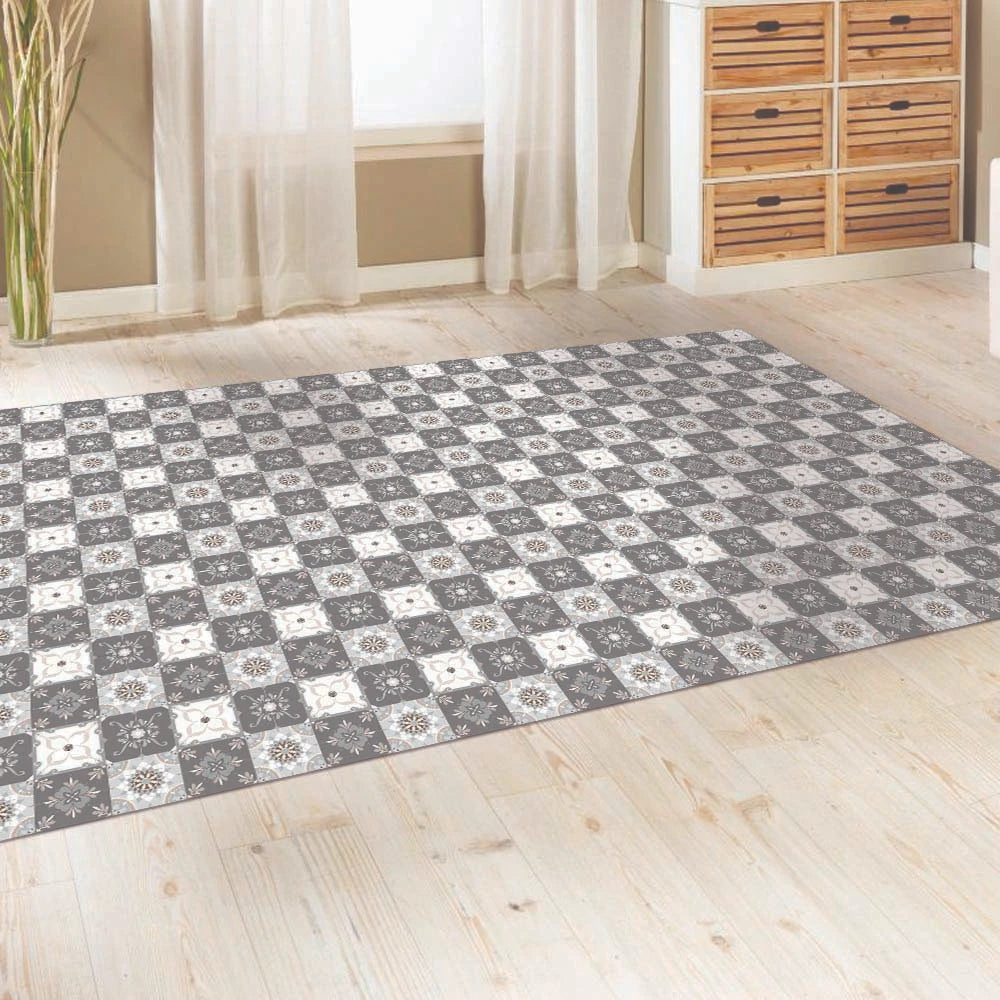 Alfombra Baldosa Clásica Gris