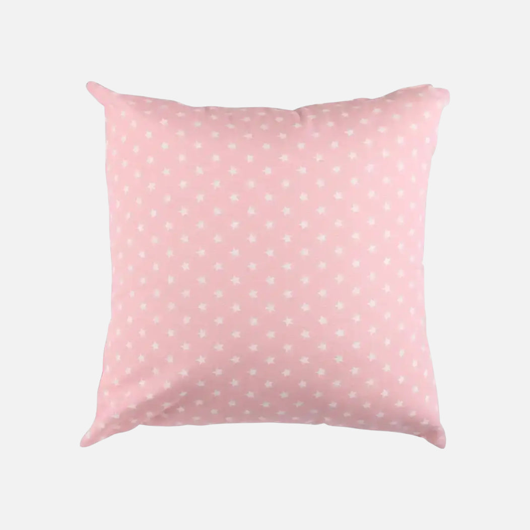 Cojín rosa con estrellitas en lona | mueblesamerica.cl