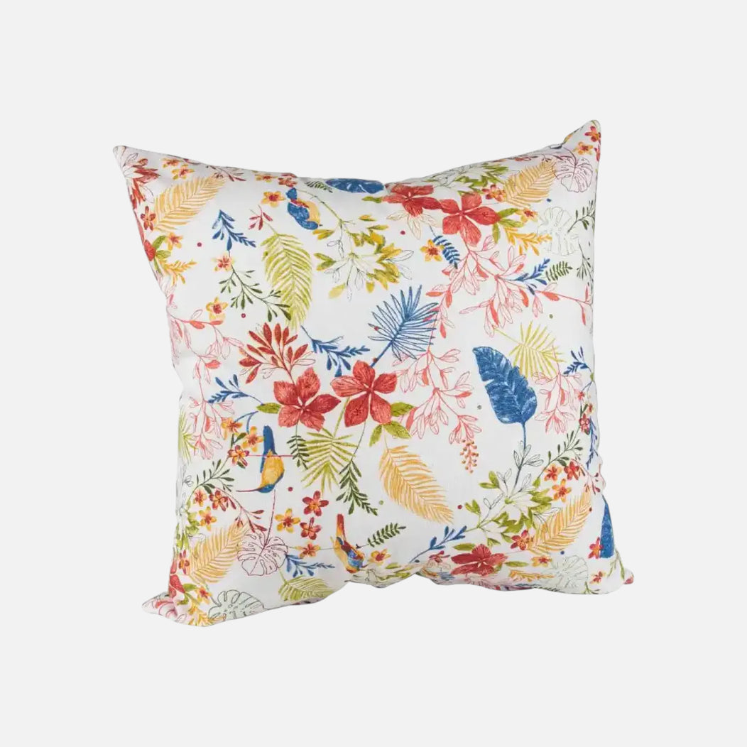 Cojín azul con estampado de pajaritos | mueblesamerica.cl