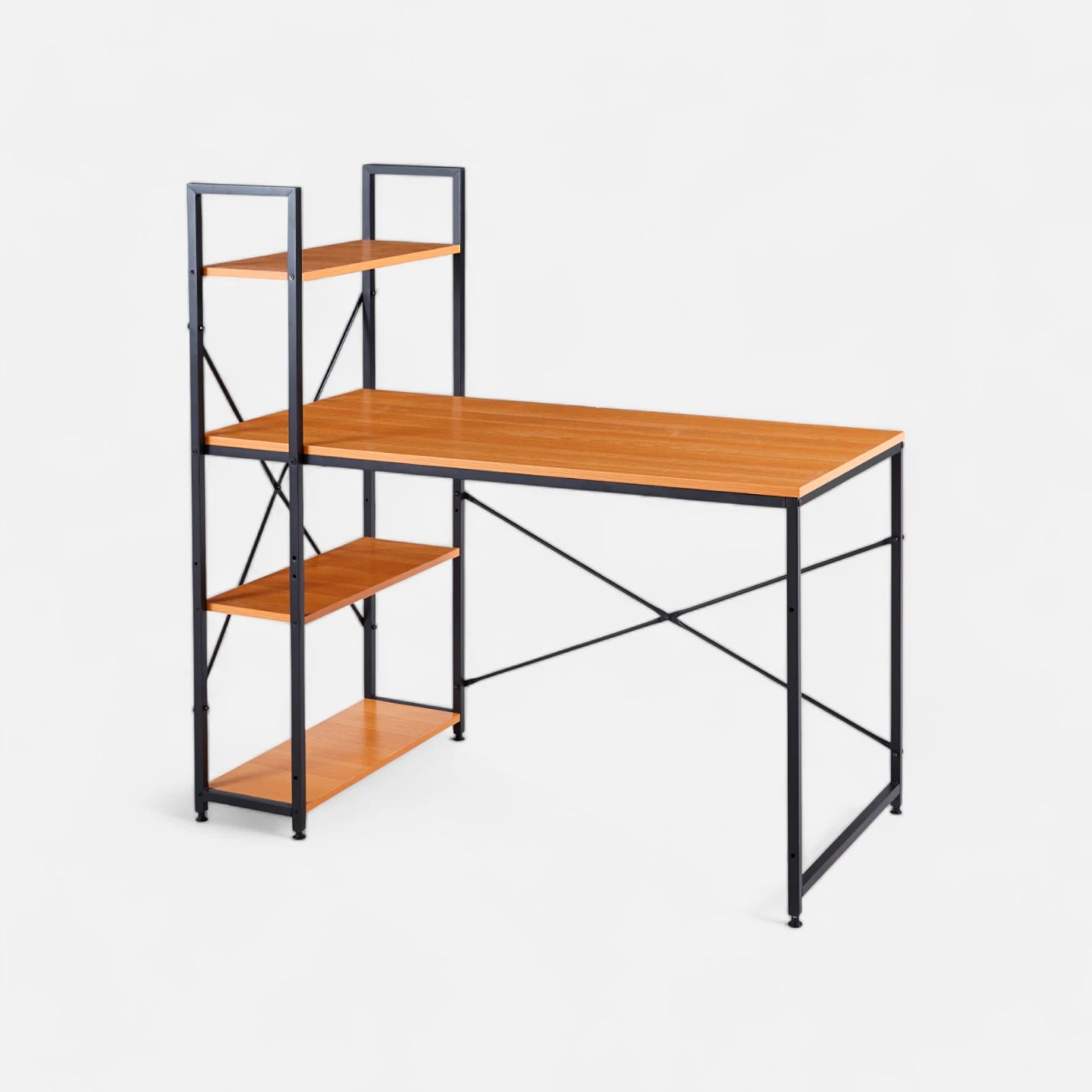 Escritorio Industrial Home Office con Repisas Oslo - Madera Clara