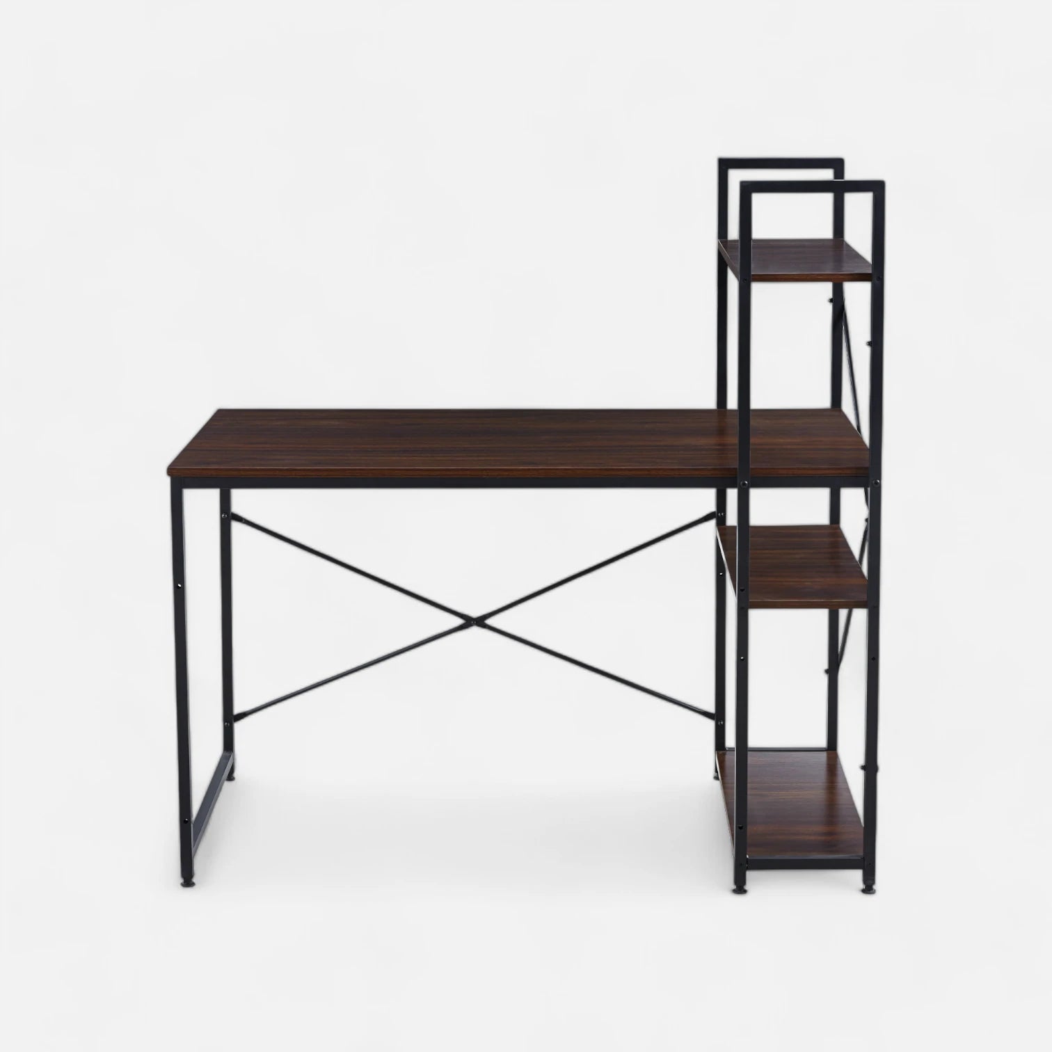 Escritorio Industrial Home Office con Repisas Oslo - Madera Oscura