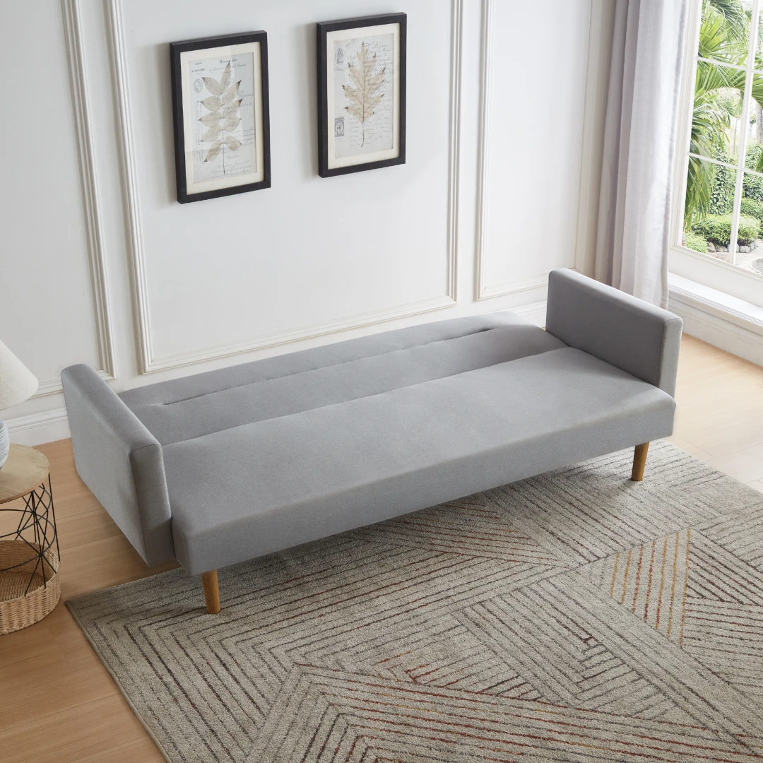 Futón Sara 3 Cuerpos - Tela Lino - Gris