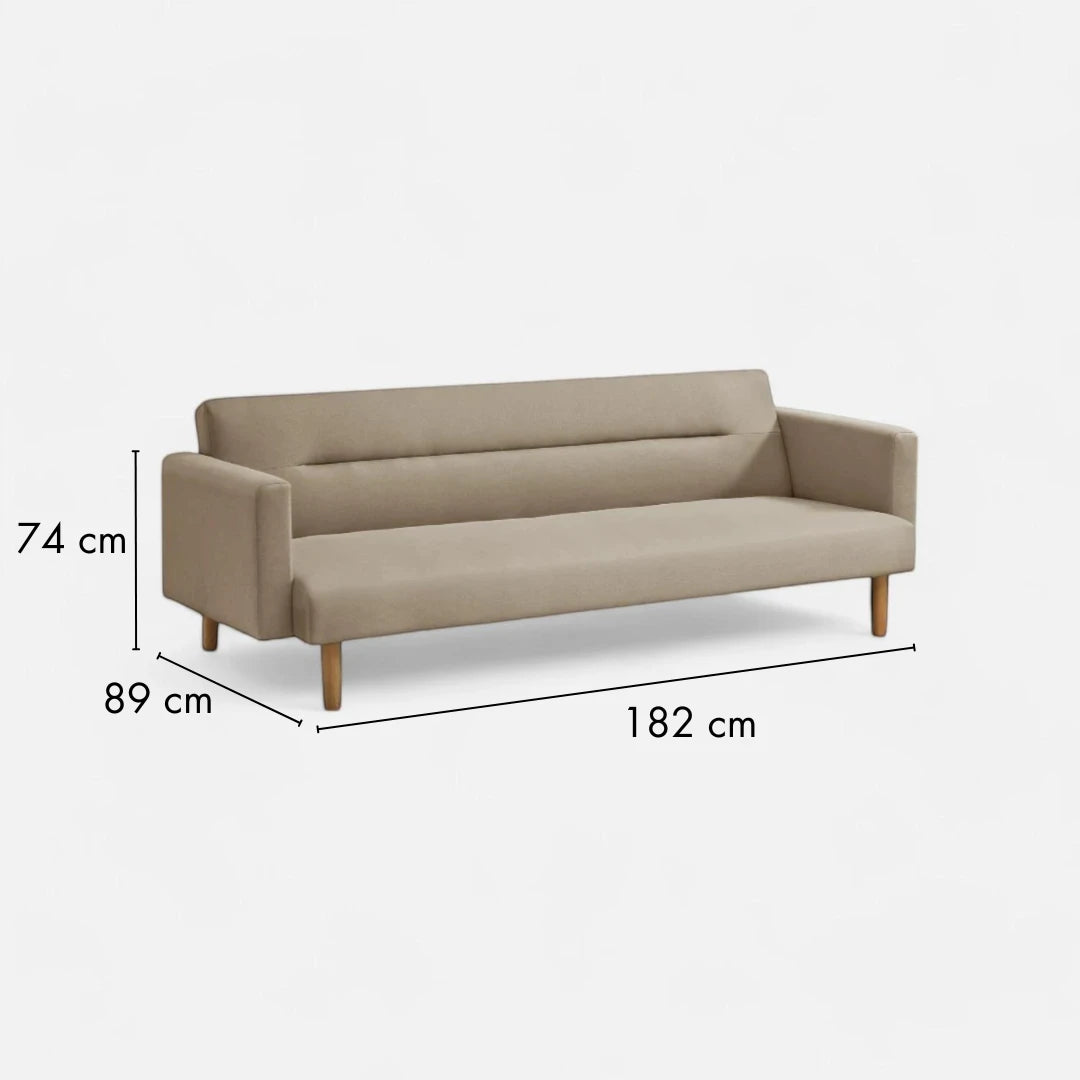 Futón Sara 3 Cuerpos - Tela Lino - Beige