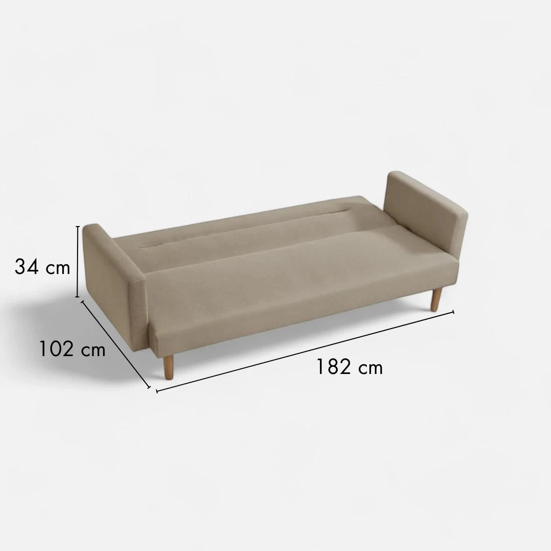 Futón Sara 3 Cuerpos - Tela Lino - Beige