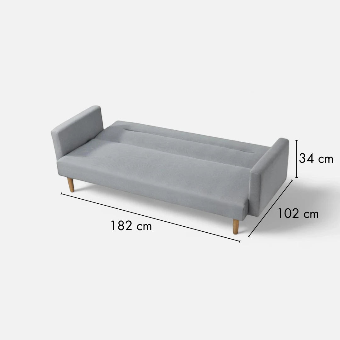 Futón Sara 3 Cuerpos - Tela Lino - Gris