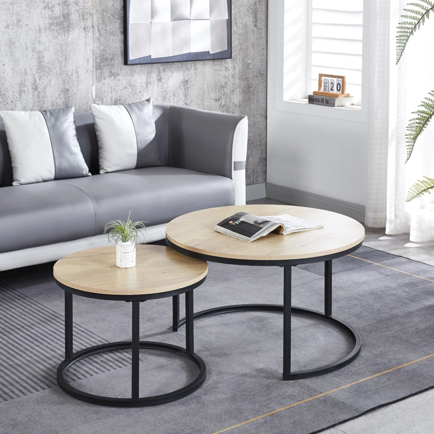 Juego de Mesas de Centro Anidadas - Madera Clara