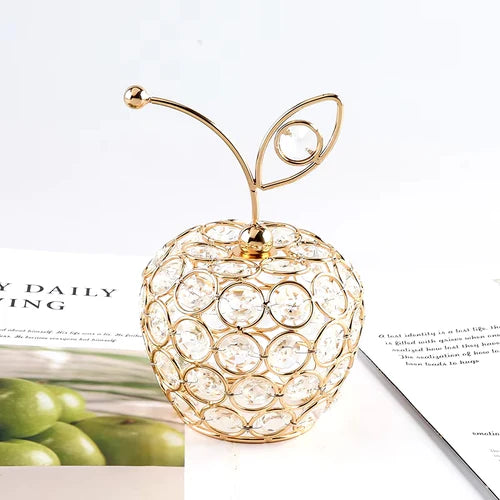 Manzana decorativa dorada con cristales | mueblesamerica.cl