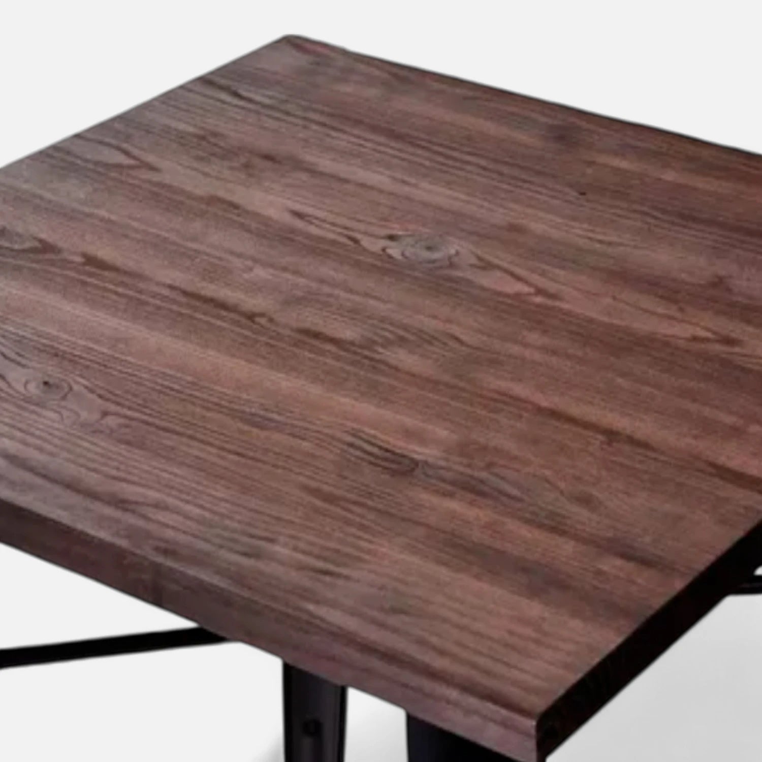 Mesa Tolix 80 x 80 cm con Cubierta de Madera - Negra