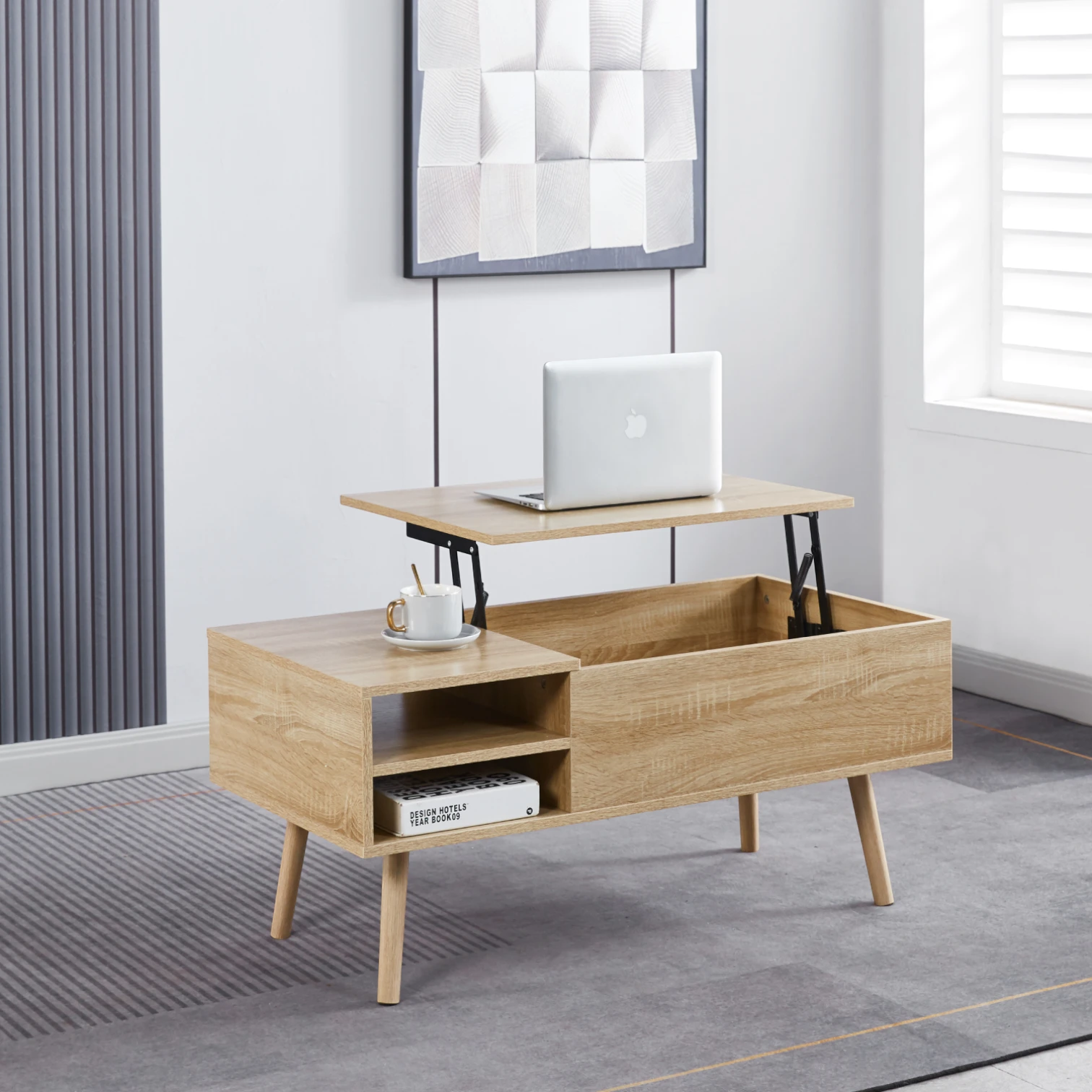 Mesa de Centro Elevable para Living - Madera