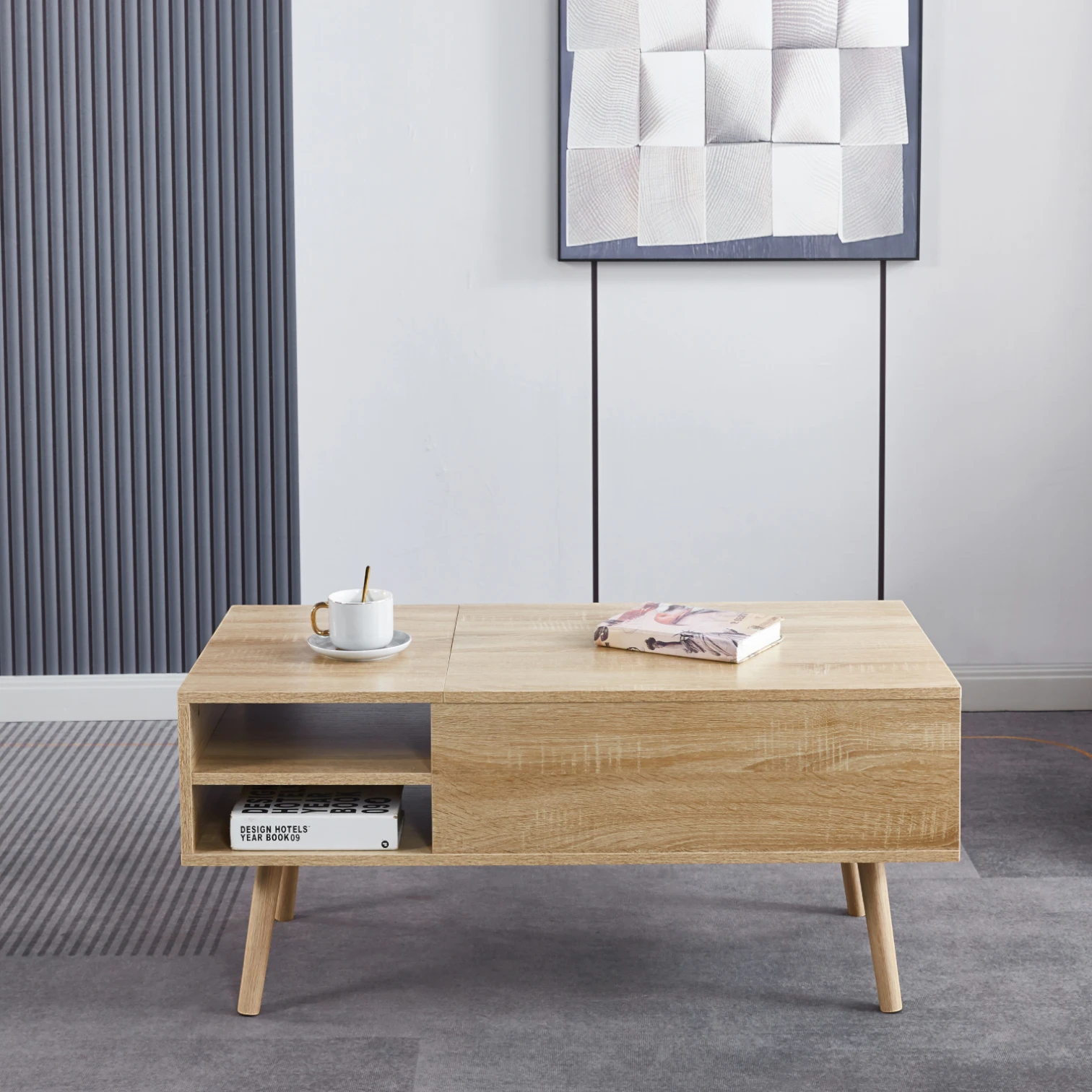 Mesa de Centro Elevable para Living - Madera