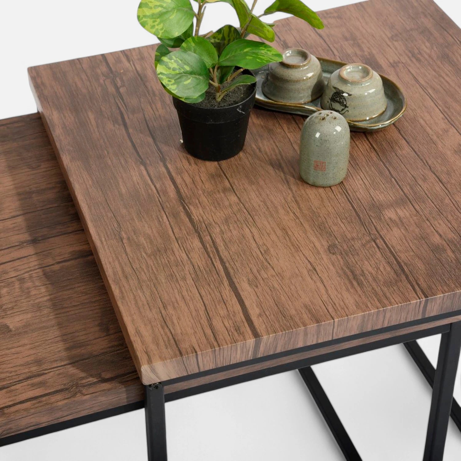 Mesa de centro doble rectangular - Madera clara