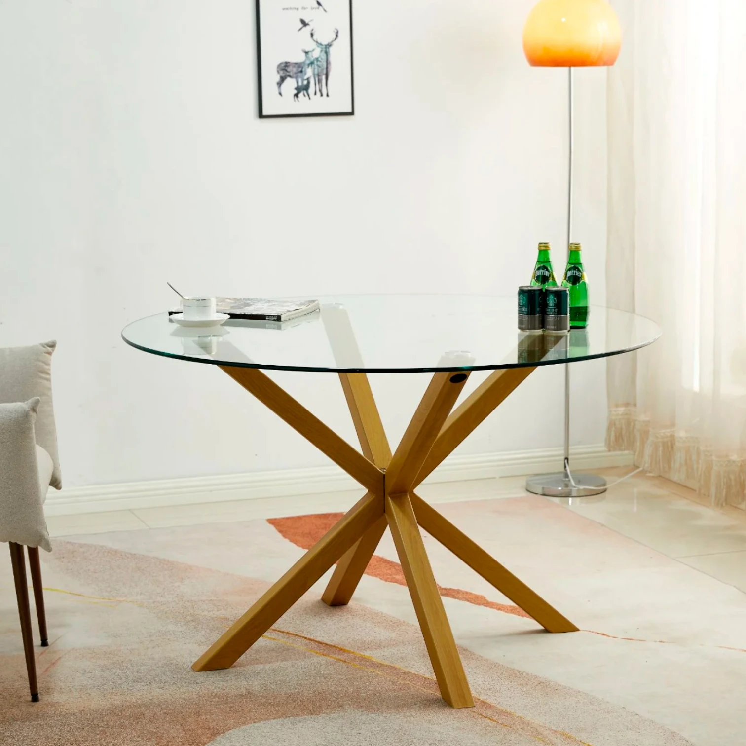 Mesa Cross Redonda Vidrio 120 cms