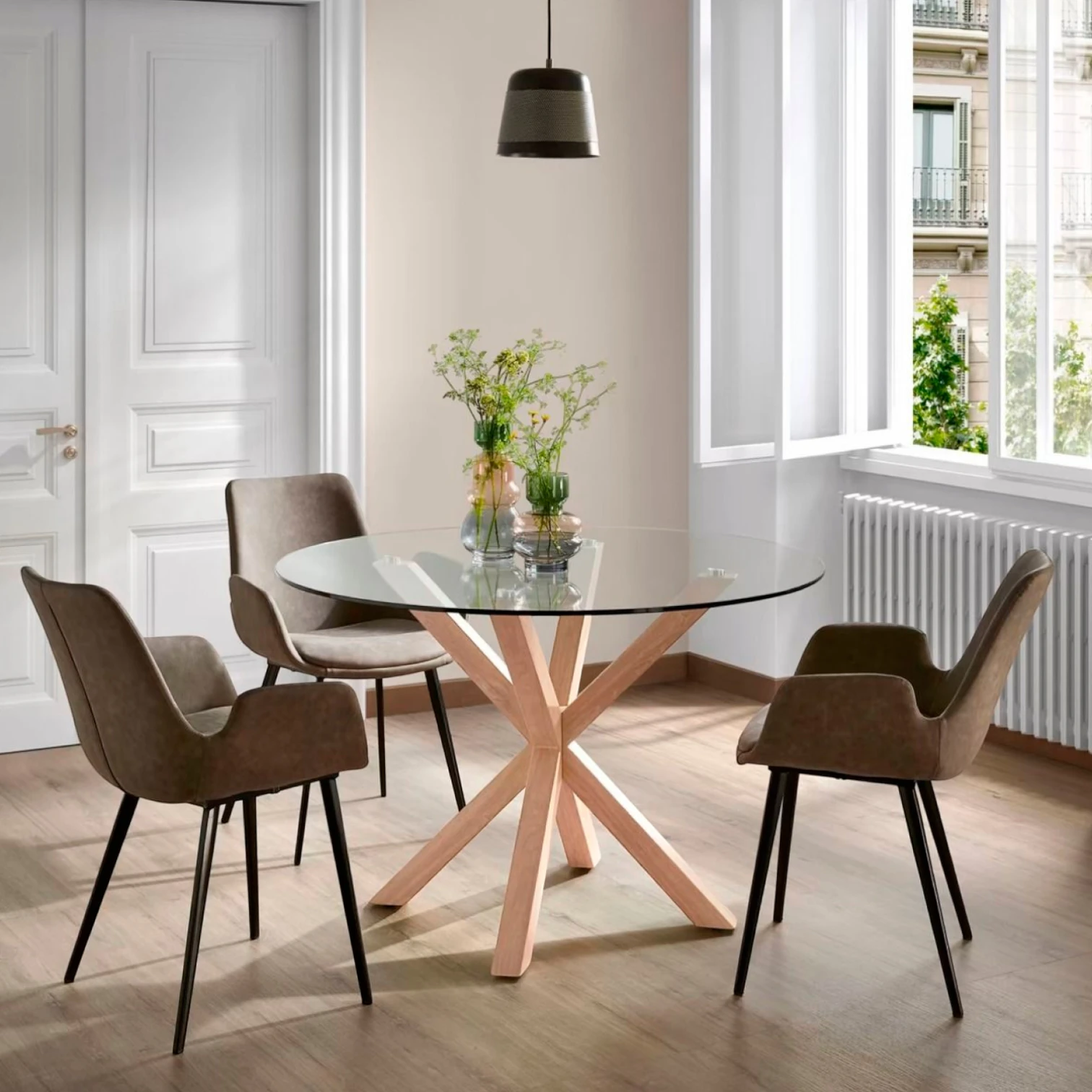 Mesa Cross Redonda Vidrio 120 cms