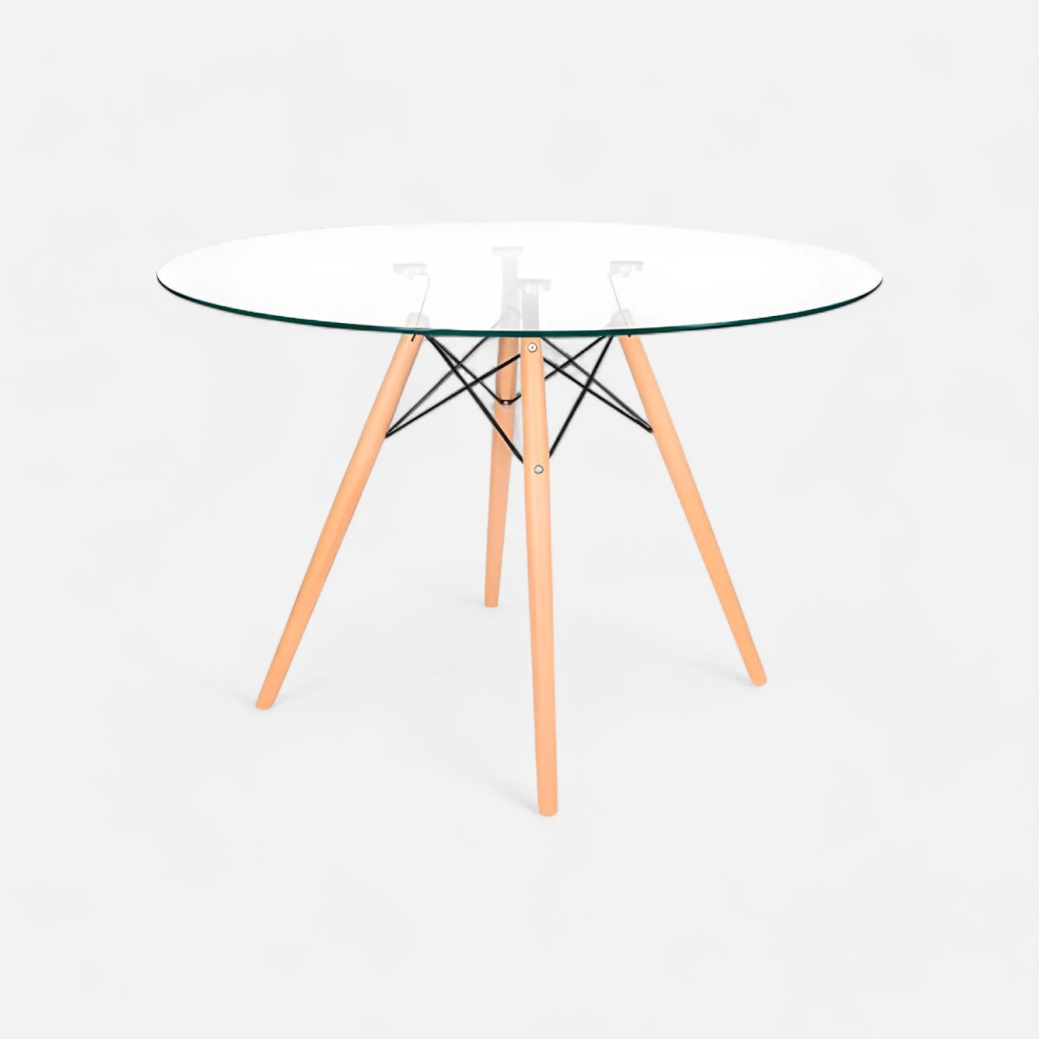 Mesa Eames 100 cm redonda de vidrio