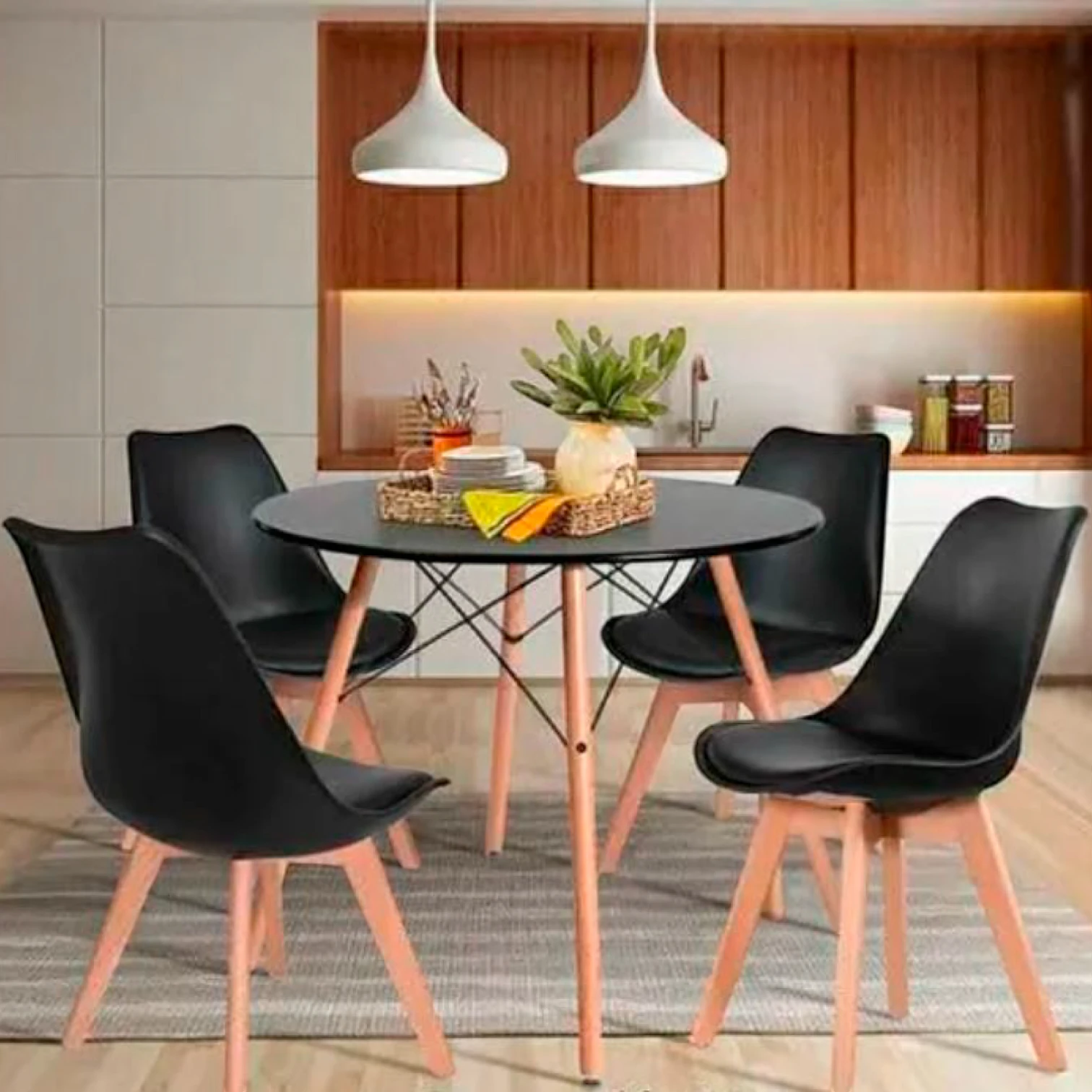 Mesa Eames 80 cm redonda - Negra