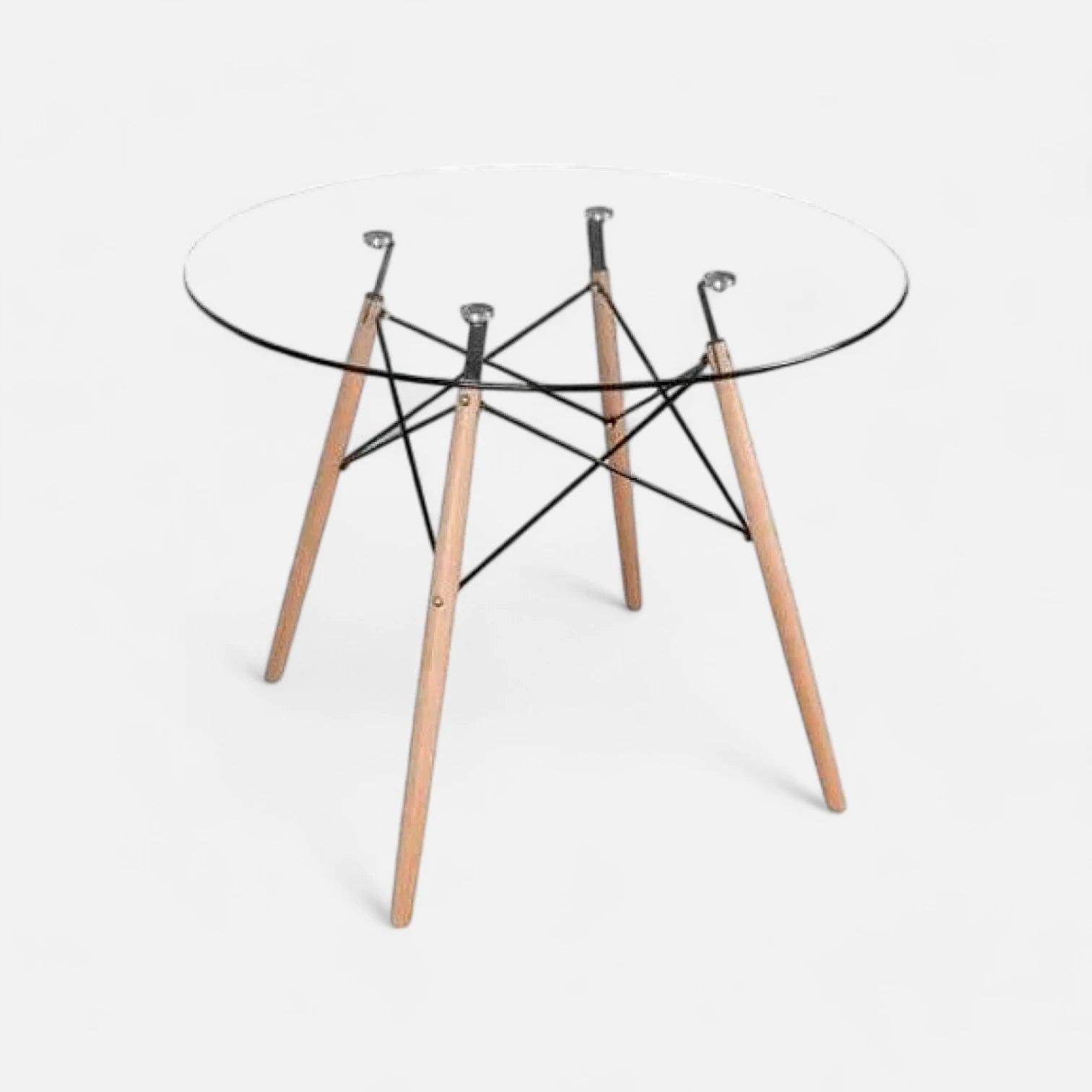 Mesa Eames 80 cm redonda de vidrio