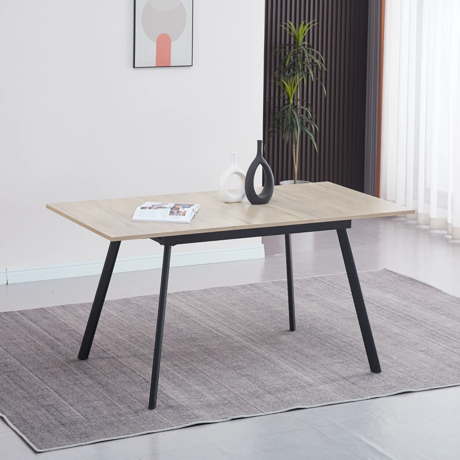 Mesa Extensible 120 a 160 cm, ancho 80 cm - Café Claro