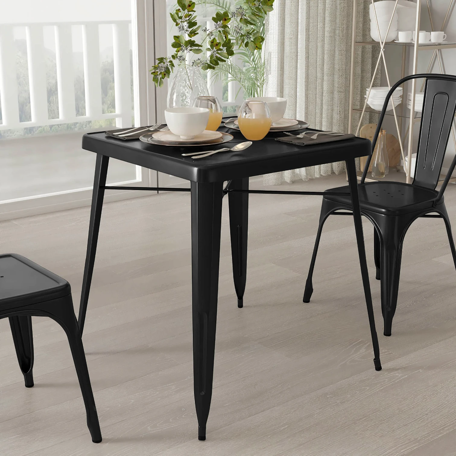 Mesa Tolix de Acero 80 x 80 cms - Negra