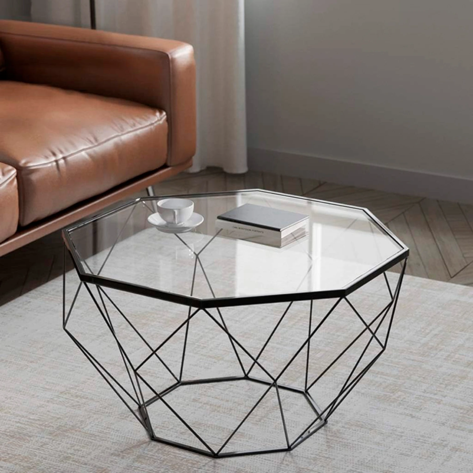 Mesa de Centro Enrejada 80 cm - Vidrio