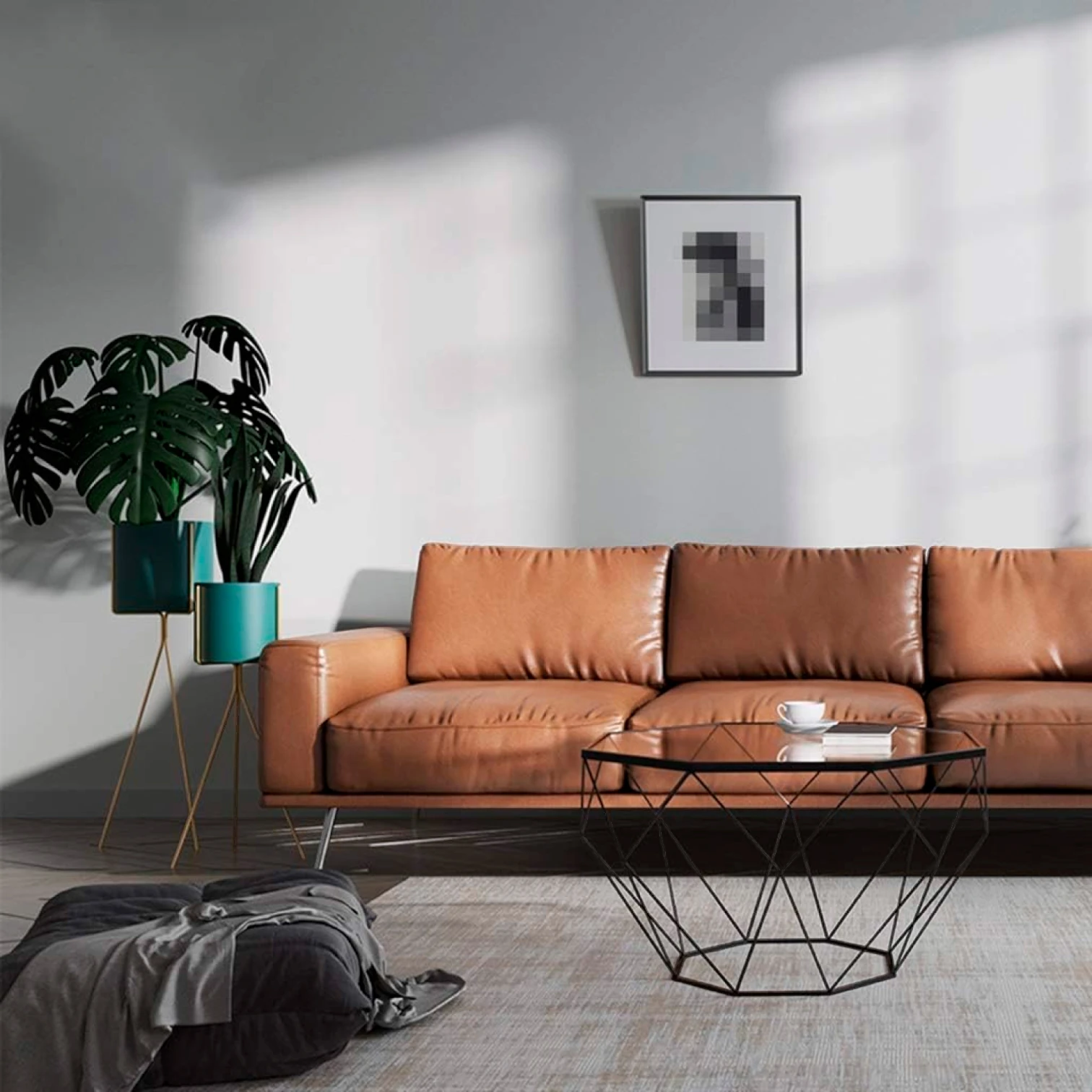 Mesa de Centro Enrejada 80 cm - Vidrio