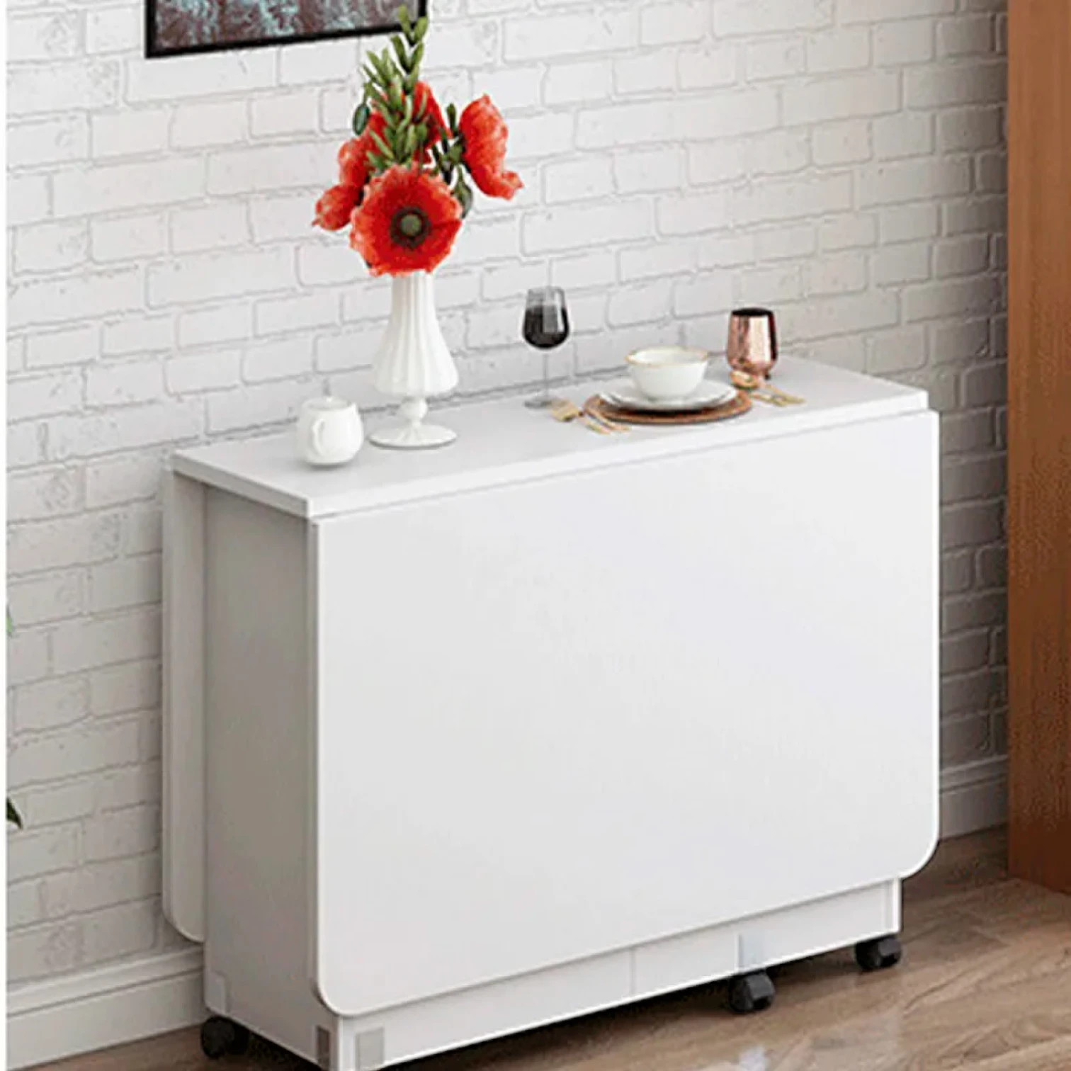 Mesa de Comedor Plegable Extendible 140 x 60 cm - blanca