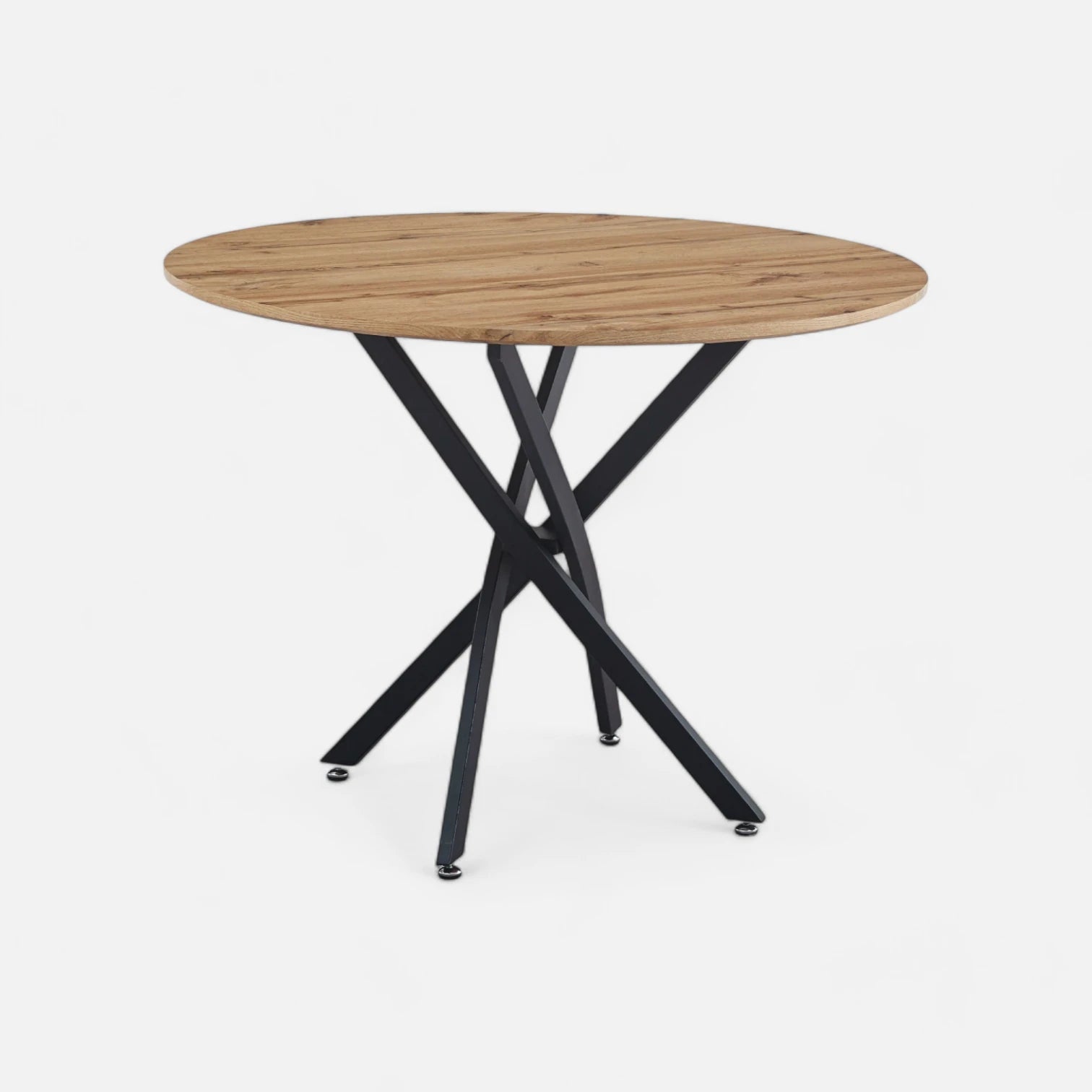 Mesa de Comedor Redonda 100 cm - Color Madera Clara Enrejada