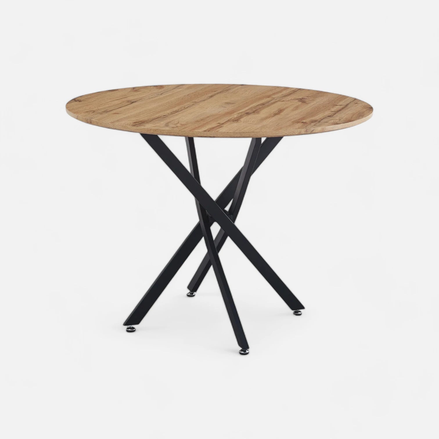 Mesa de Comedor Redonda 100 cm - Color Madera Clara Enrejada