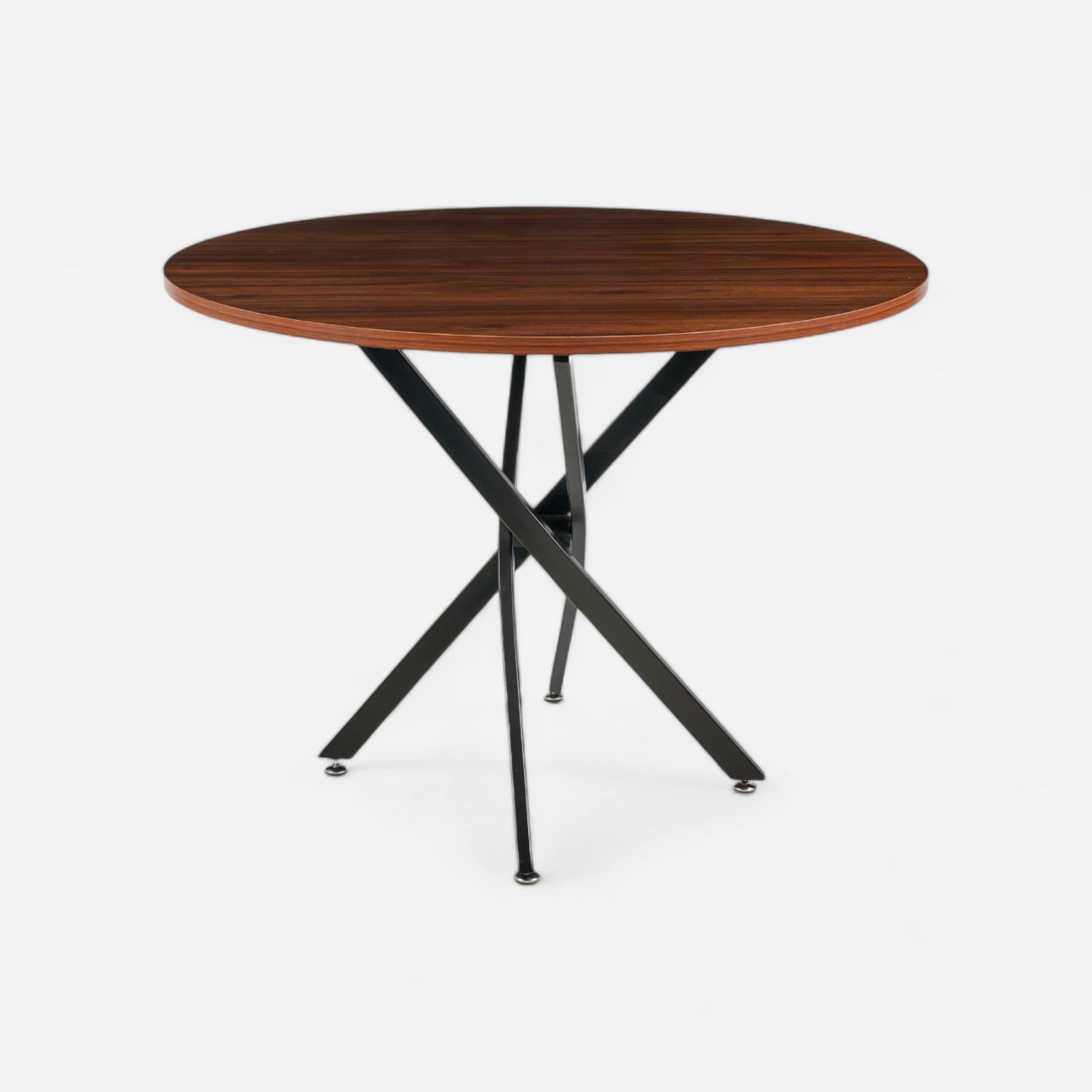 Mesa de Comedor Redonda 100 cm - Color Madera Oscura Enrejada