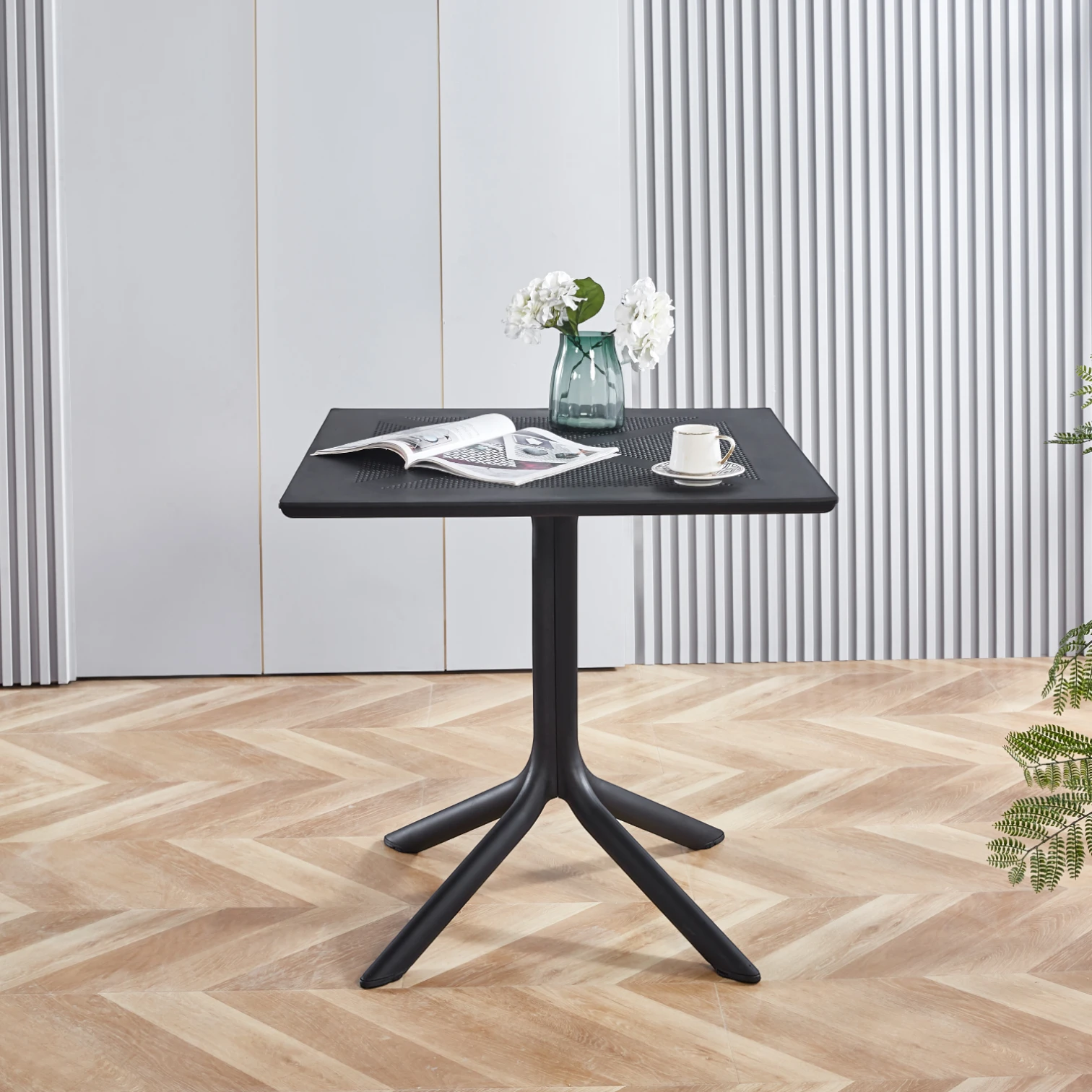 Mesa restaurant 80x80 cm Polipropileno Terraza Exterior - Color Negro