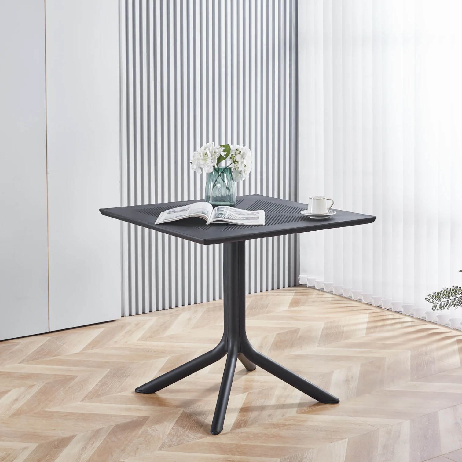 Mesa restaurant 80x80 cm Polipropileno Terraza Exterior - Color Negro