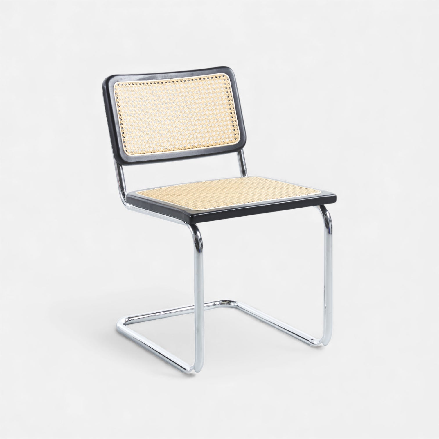 Silla Breuer Madera y Rattan - Negra