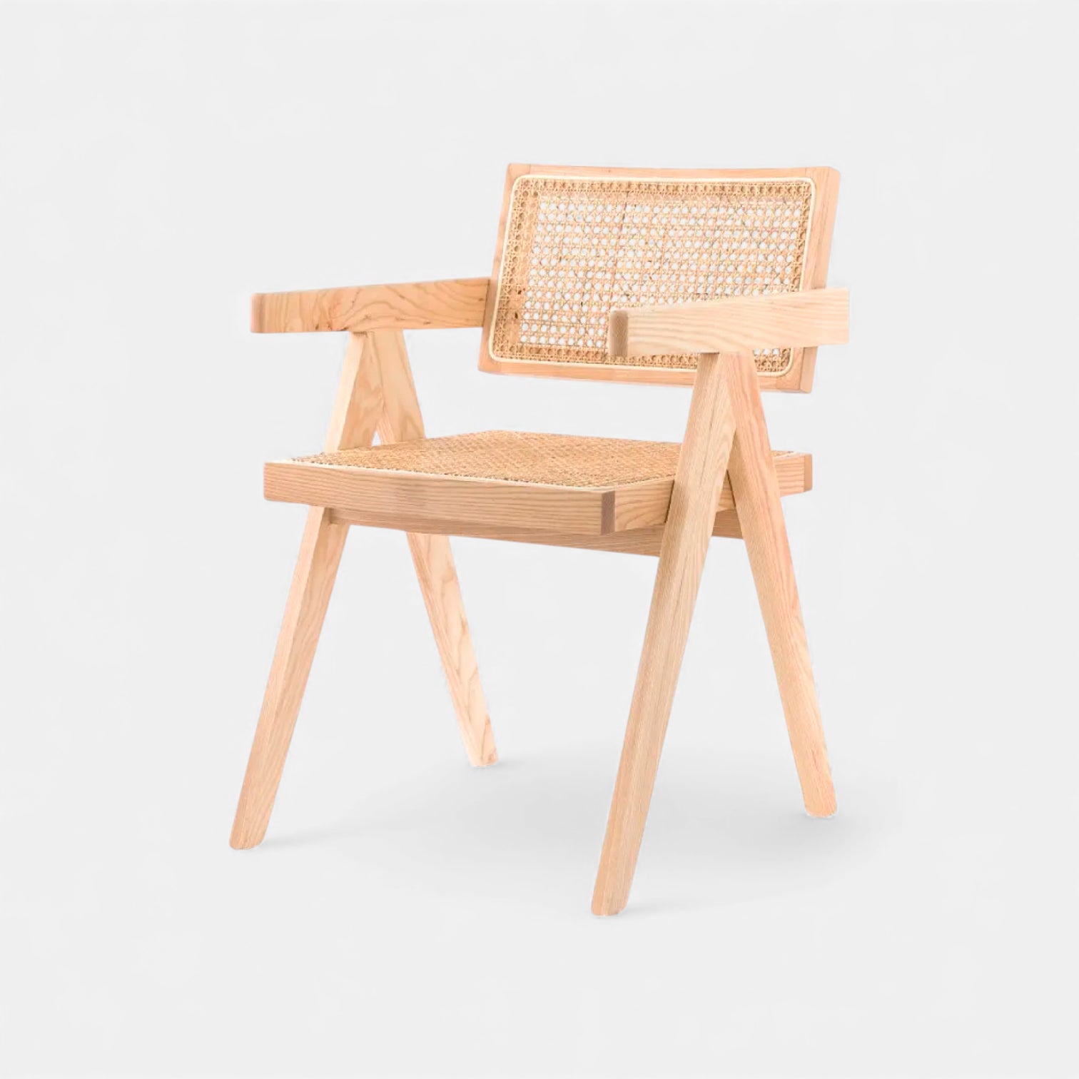 Silla Chandigarh Madera y Rattan - Natural