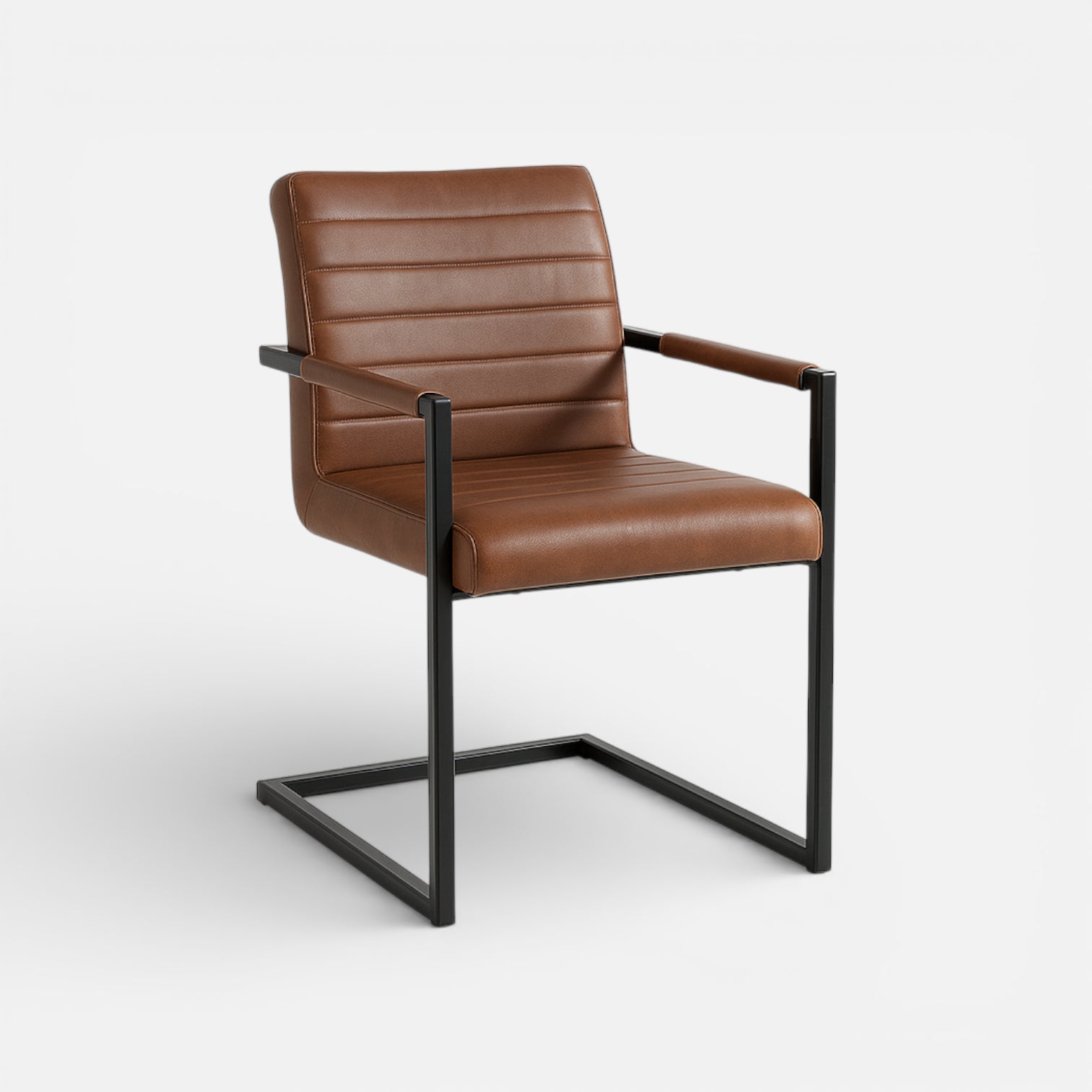 Silla industrial de cuero sintético marrón | mueblesamerica.cl