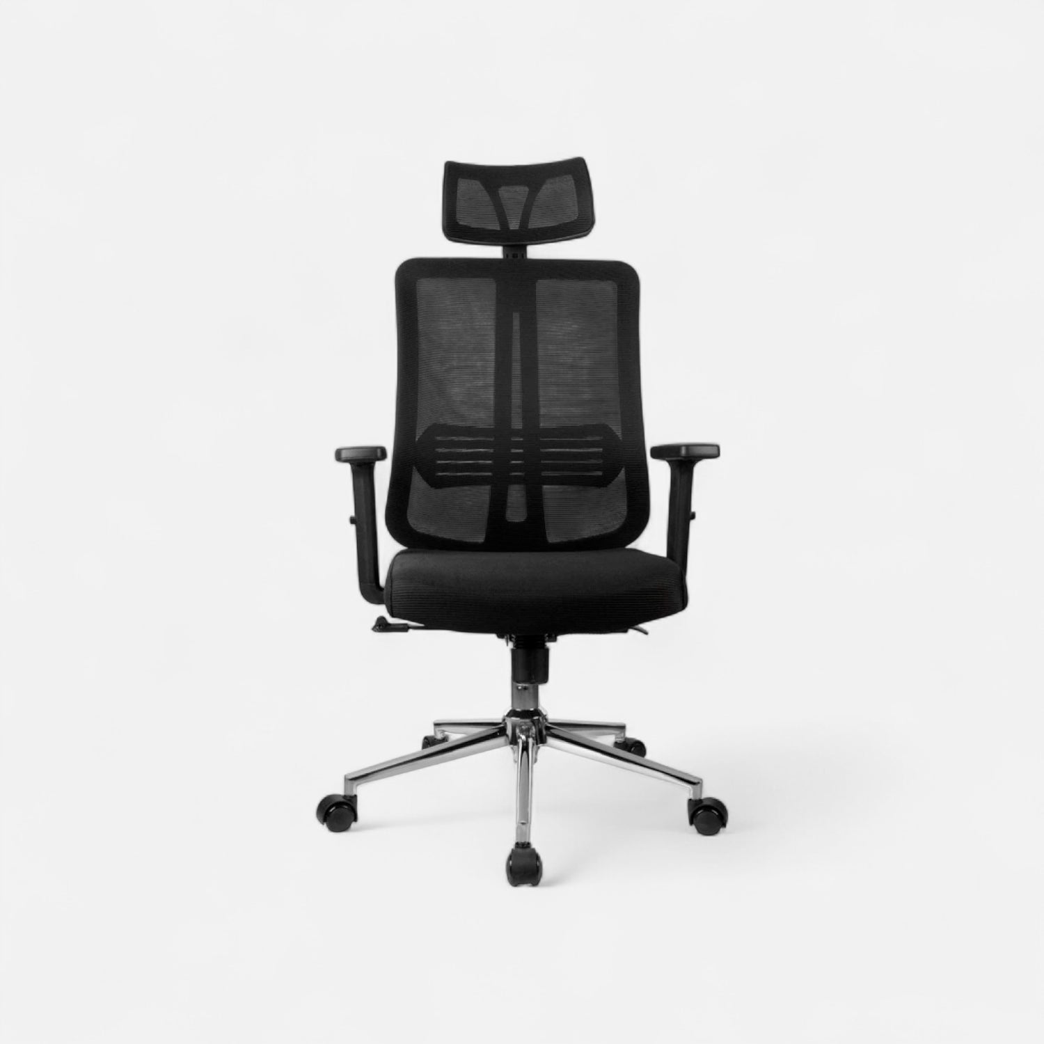 Silla de oficina mesh negra ejecutiva con apoyabrazos y cabeza