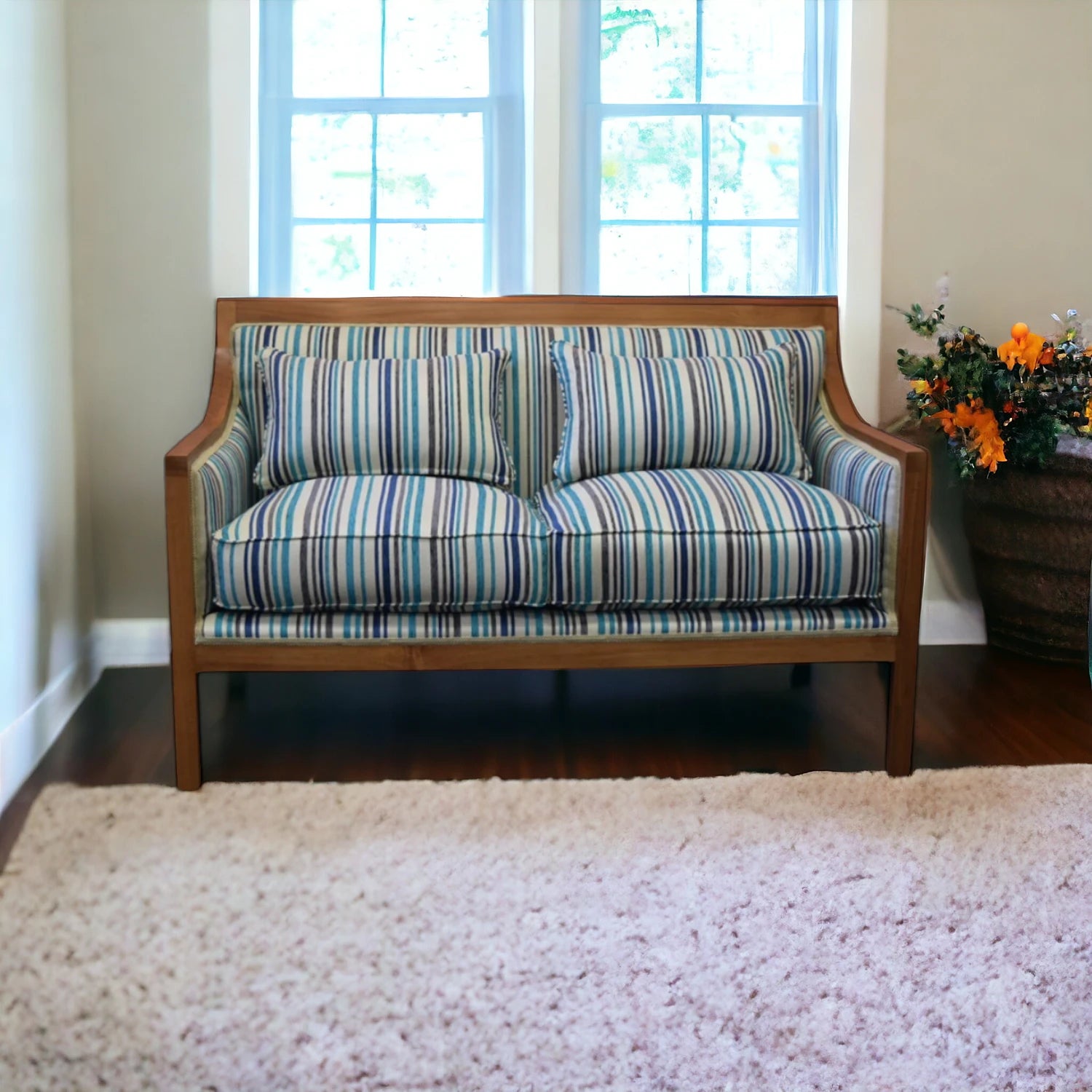 Sitial Marbella 2 Cuerpos - Tela Chenille Listado