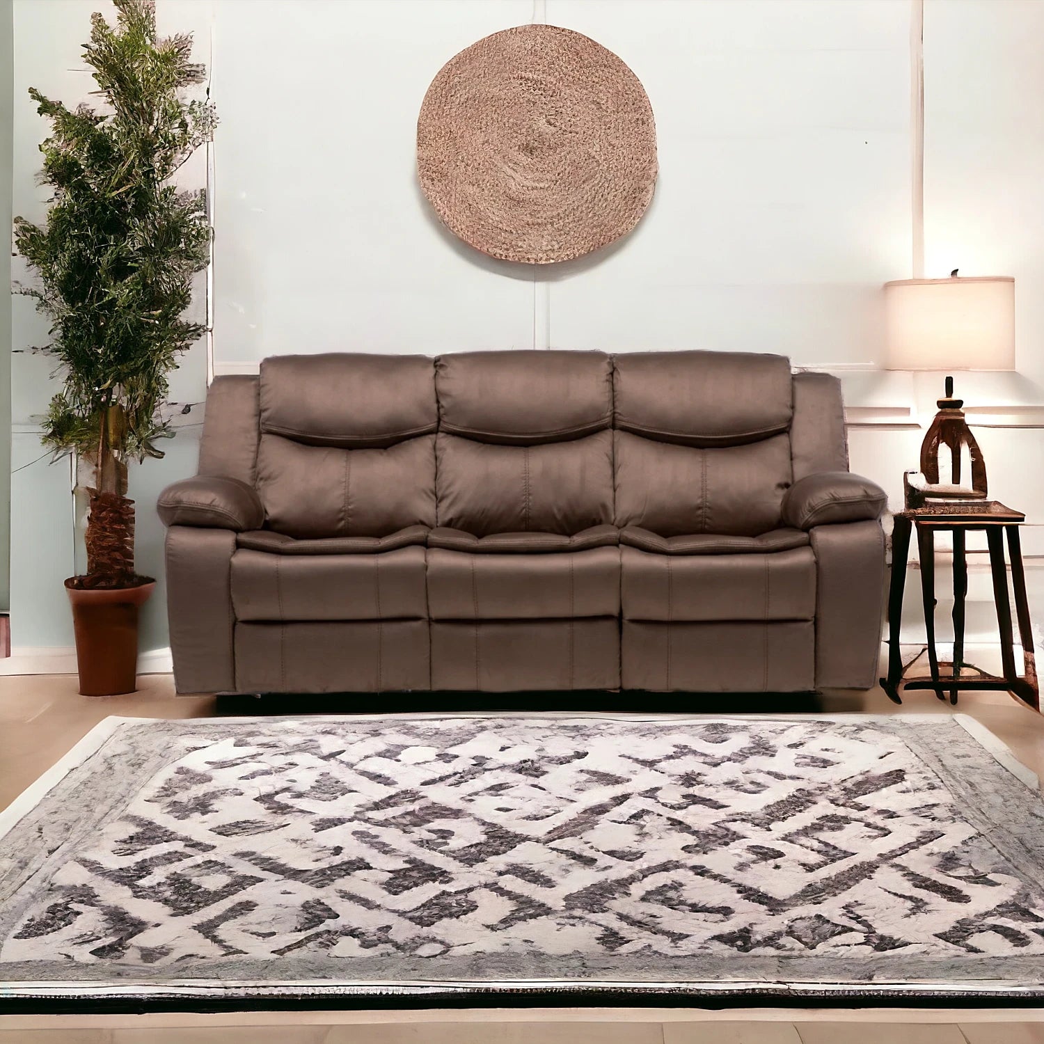 Sofá Bergere Noah con Reclinación Eléctrica - 3 Cuerpos Café